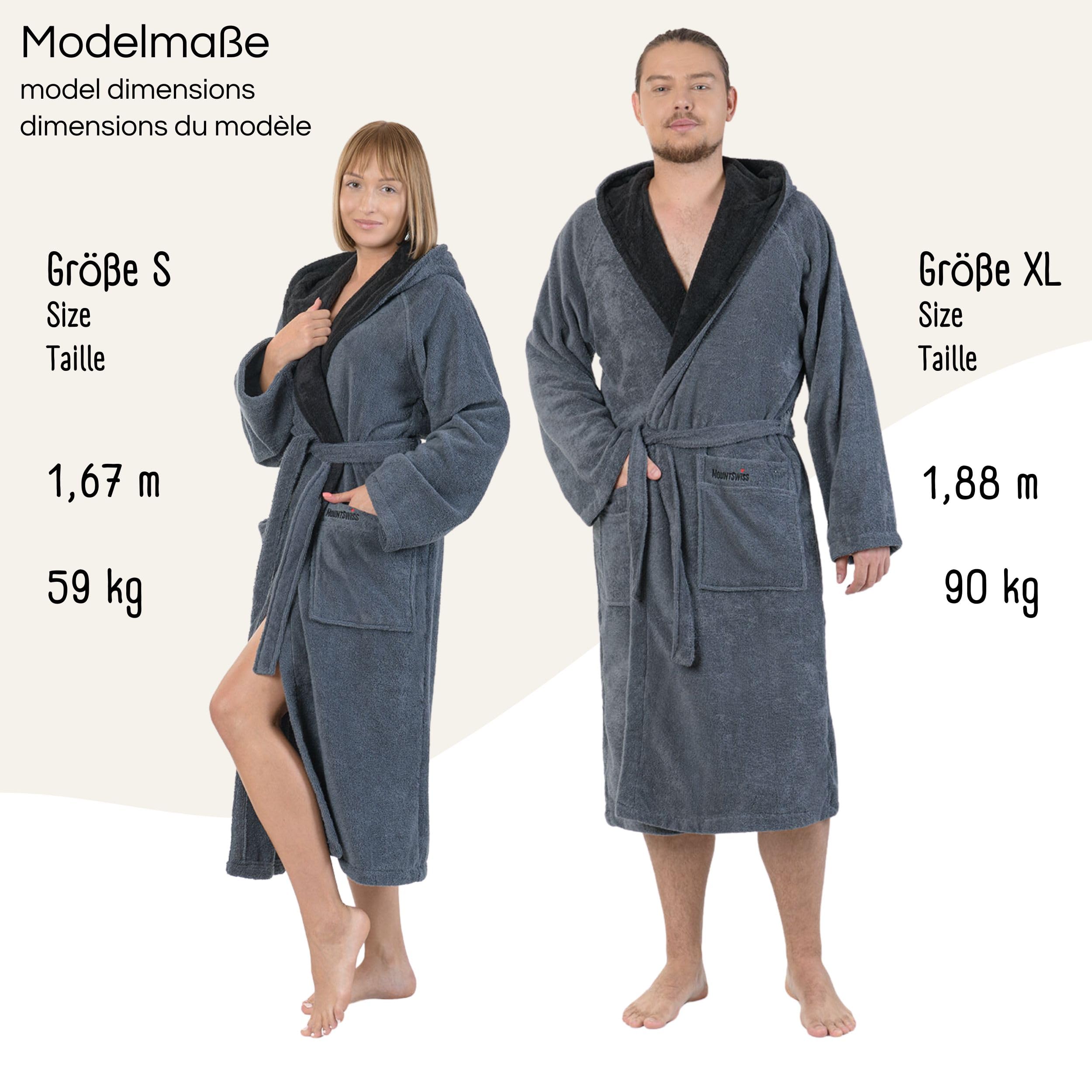 Mount Swiss Peignoir ARBON unisexe avec capuche peignoir homme femme en coton moelleux éco-tex vérifié