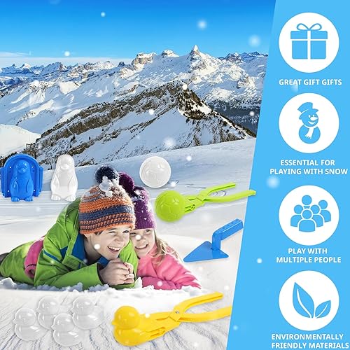 Miniatura 3 de 16 juguetes de nieve, herramienta para hacer bolas de nieve, juguetes de nieve de invierno, kit con mango para formas de bolas de nieve, lucha