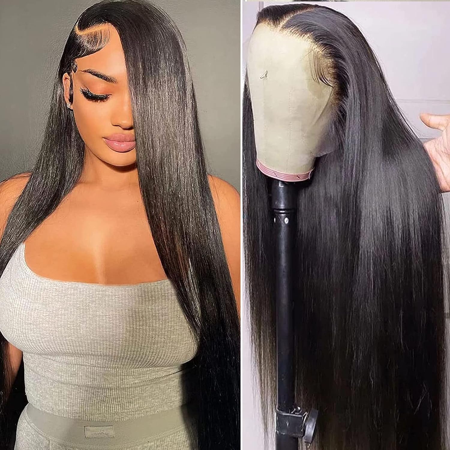 13x6 Lace Front Wigs Human Hair 28Inch Straight Transparent Lace Frontal Wigs 180 Density HD Lace Front Wigs Human Hair Pre Plucked Glueless Wigs Lace Front Wigs for Black Women with Baby Hair