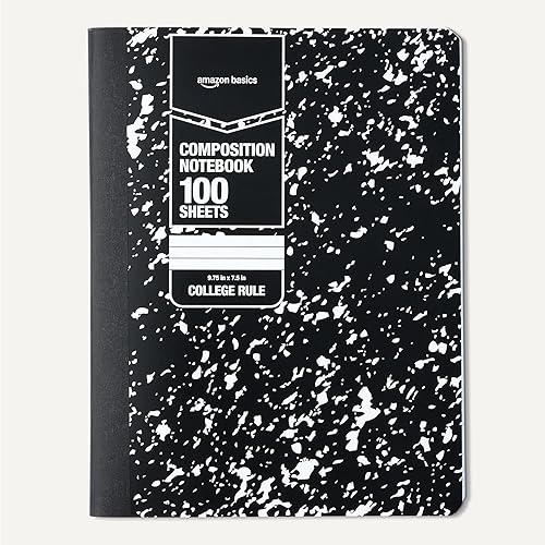 Miniatura 5 de Tienda Basics Composition - Cuaderno a granel, con rayas universitarias, 100 hojas, 9.75 x 7.5 pulgadas, negro mármol, paquete de 12