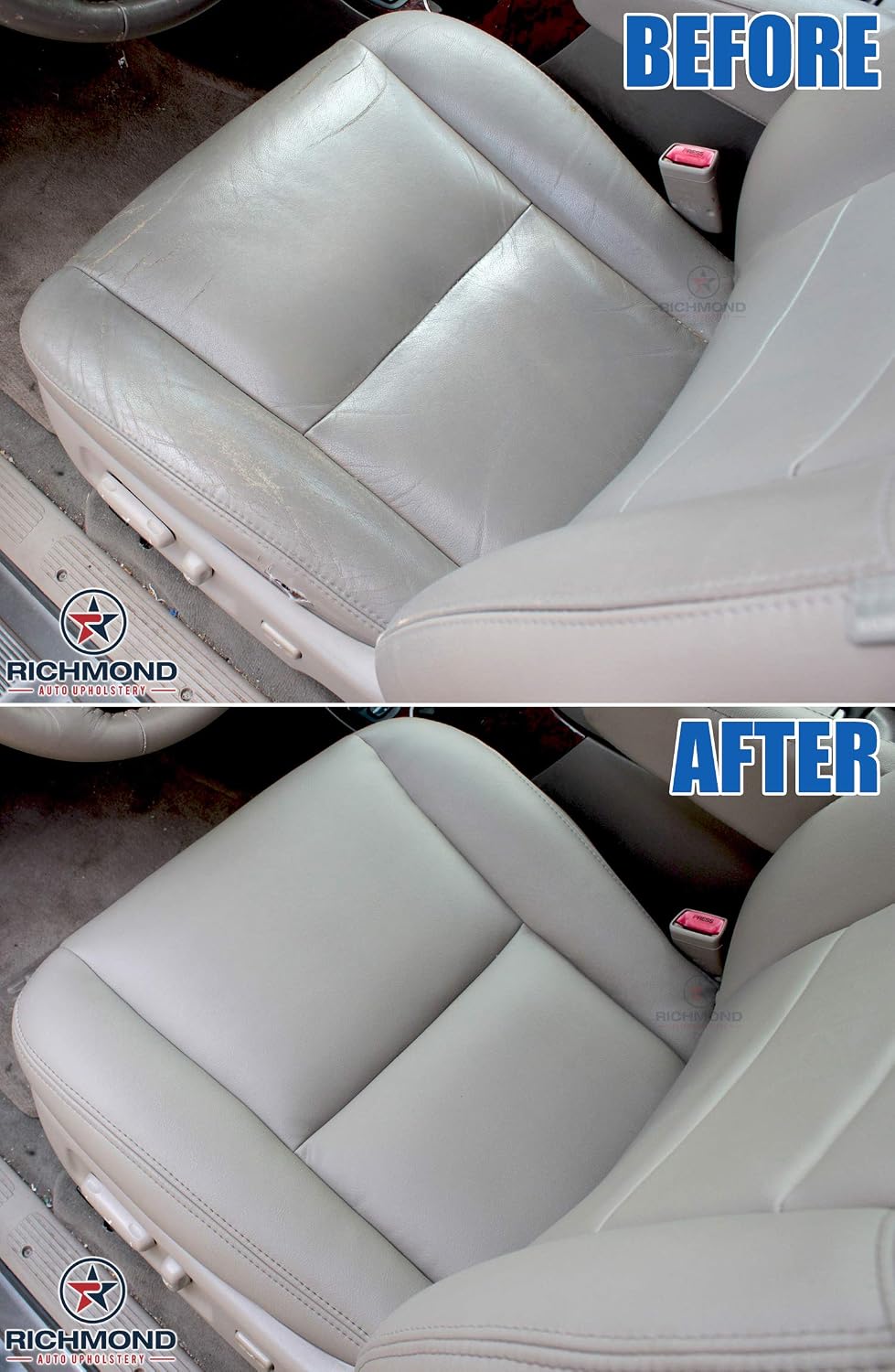 Richmond Auto Upholstery - Driver Side Bottom Replacement Genuine Leather Seat Cover, Tan Compatible with 2005-2006 Toyota Tundra Limited SR5 V8 4X4 2WD