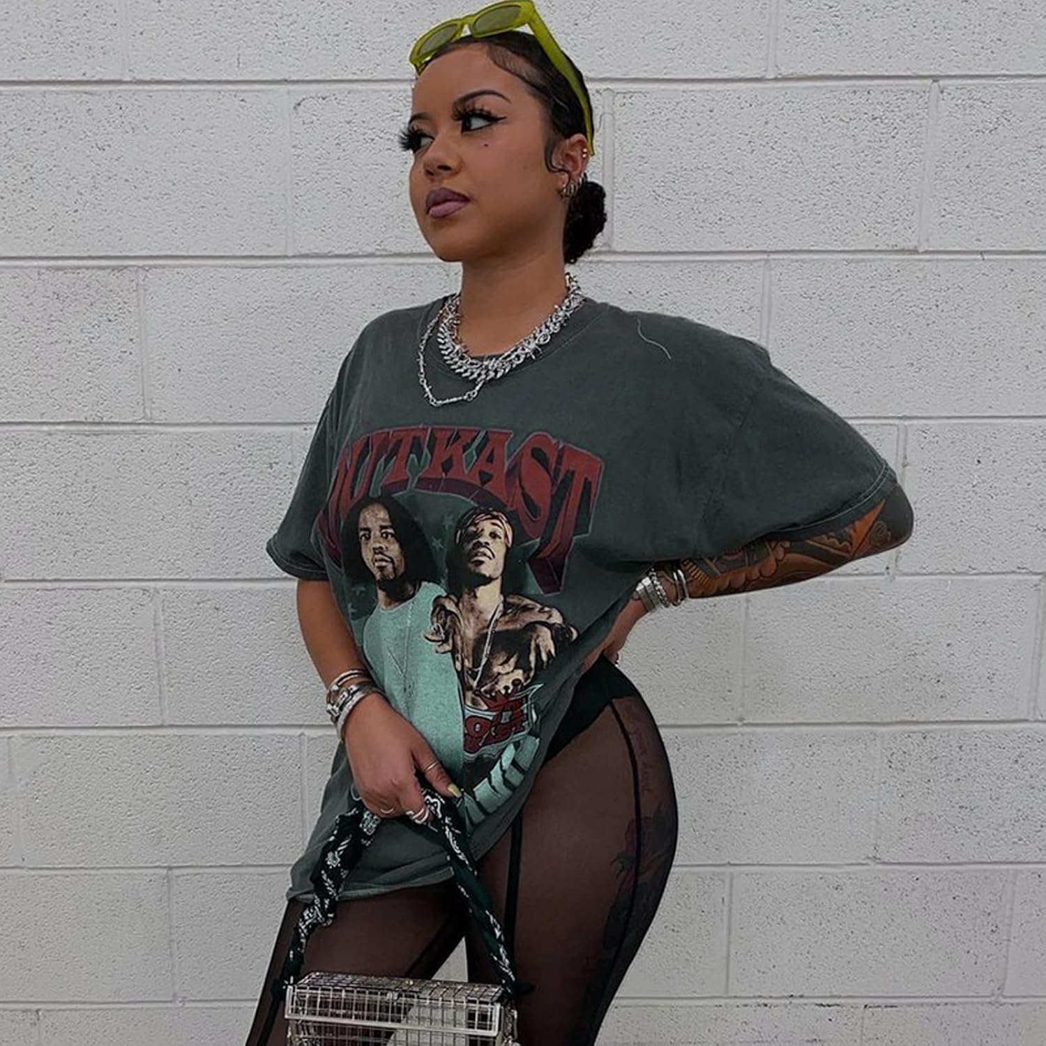 magorange Women Summer Casual Graphic tee Round Neck Loose Fit Short Sleeve T Shirt Club Outfits Grey - Image 2