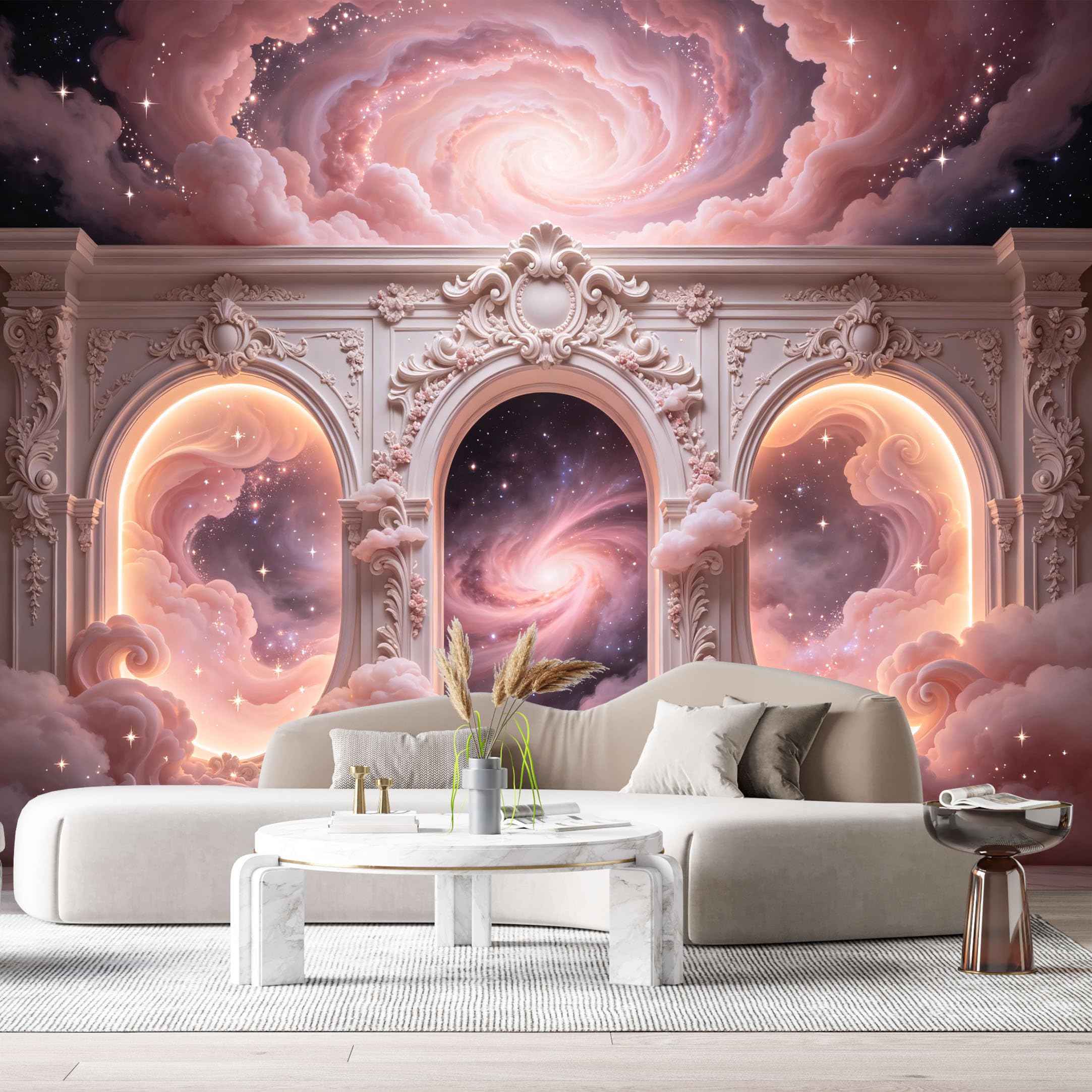 Custom Size Wall Murals Cosmic Galaxy 3D Trompe L'Oeil SelfAdhesiveWall Fabric Removable Wallpaper Wall Decor for Living Room Bedroom Bathroom