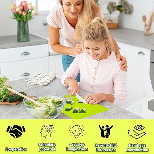 Miniatura 2 de Montessori - Juguetes de cocina para niños pequeños, juego de cocina de 20 piezas con cuchillos seguros, cortadores arrugados, tablas de cortar,