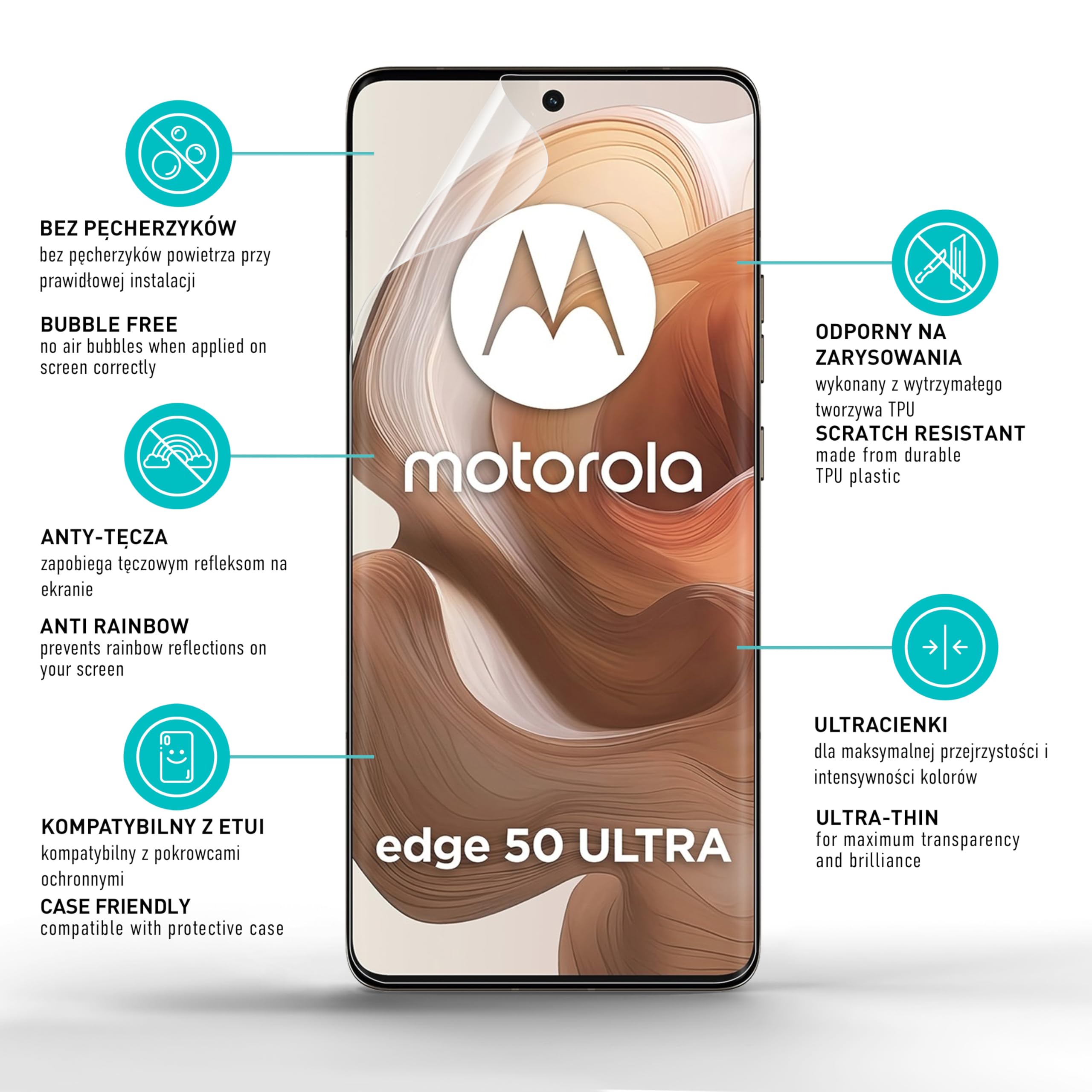 smartect TPU Ochraniacz Ekranu 2 Sztuki dla Motorola Edge 50 Ultra | Folia Ochronna Anti-Zarysowania, Ultra-przezroczysta, Bez Pęcherzyków, Anti-Odciski Palców, Przyjazna dla Etui