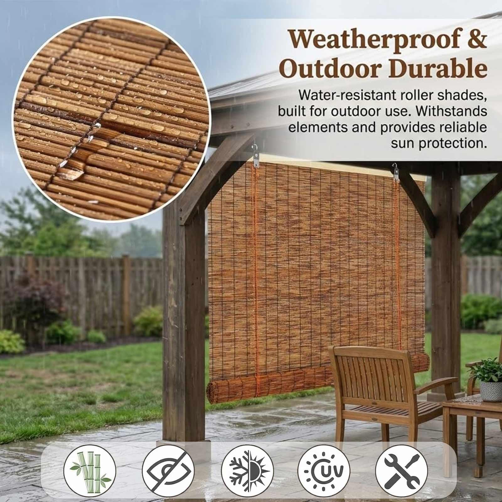 Tenda Bambù Esterno per Terrazza e Balcone, Tenda Avvolgibile in Canna e Bambù Naturale, Schermatura per Pergolato, Veranda e Giardino, Design Decorativo(W150 x H60 cm)
