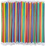 [Individually Wrapped] 200 Pcs Colorful Flexible Plastic Straw,Colorful Disposable Bendy Party Fancy Straws 13 Inch Extra Long Straws Party Decorations
