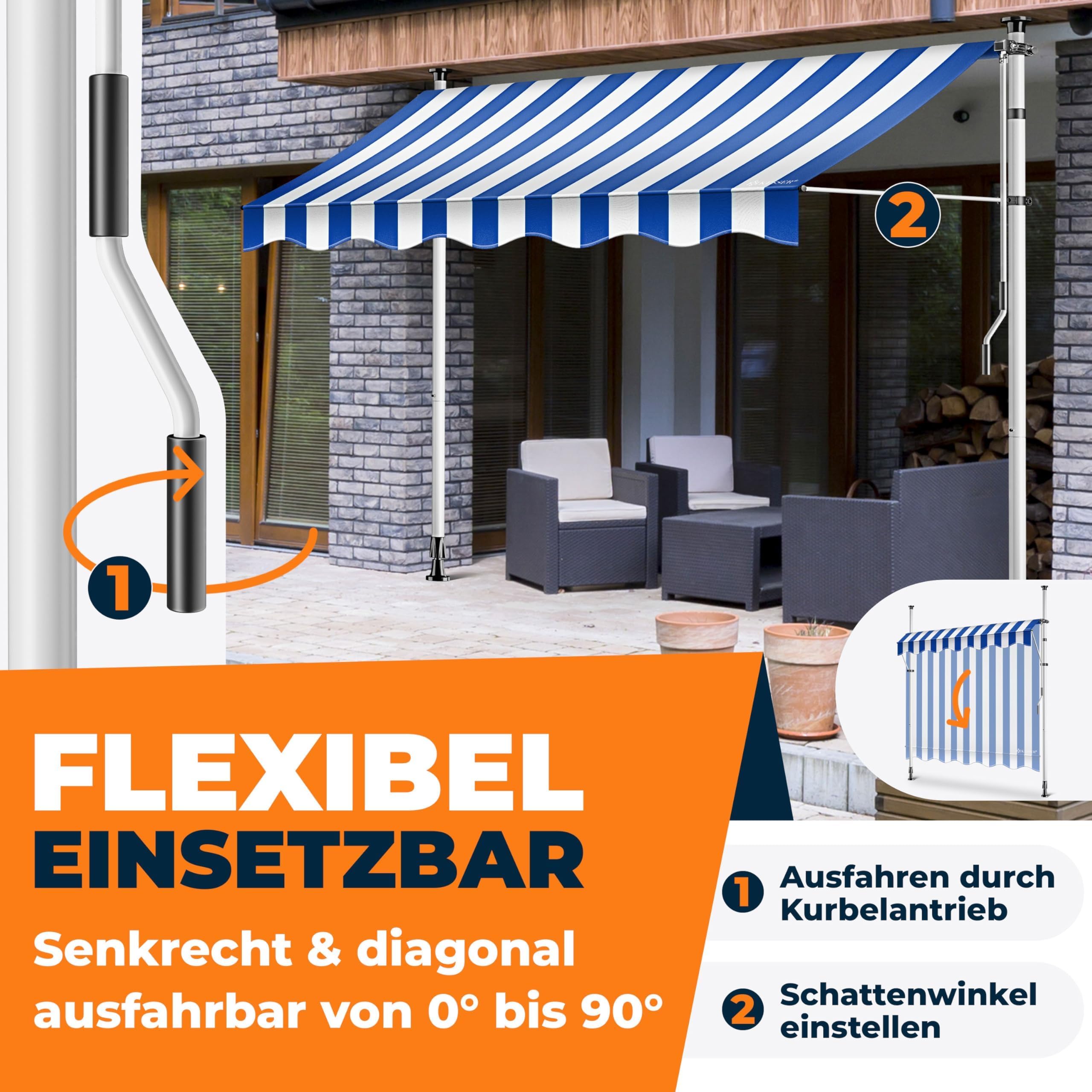 klemm markise dachterrasse KESSER® Klemmmarkise mit Handkurbel Balkon | Balkonmarkise ohne Bohren | UV-beständig höhenverstellbar & wasserabweisend KS Cycling Fahrrad BMX fits_2010-2011`Dodge`Nitro`Detonator~2009-2011`Dodge`Nitro`SE Size:10 oz
