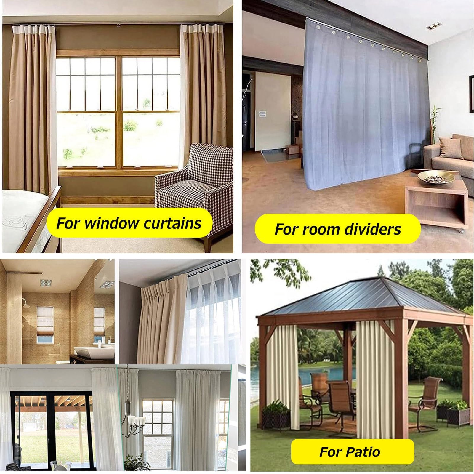 Rail en aluminium de qualité supérieure pour rideaux lourds - Séparateur de pièce réglable - Longueurs personnalisées - 50 à 600 cm - Tringle Ele Detive pour intérieur rious