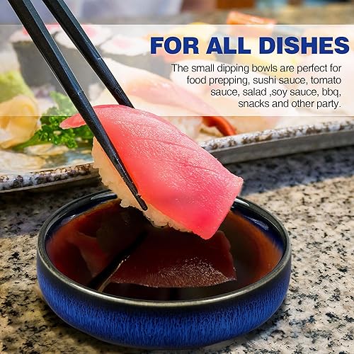 Miniatura 7 de Roshtia 30 platos de cerámica para salsa de soja de 3.5 pulgadas, cuencos de porcelana de 3 onzas, multiusos, pequeño, vajilla para condimentos,