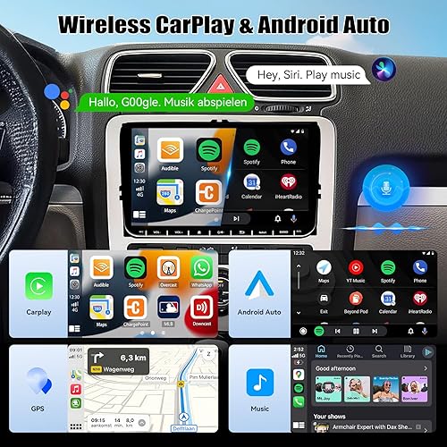 Miniatura 2 de UNITOPSCI Radio estéreo de coche Android de 9 pulgadas para VW Passat Jetta Golf Touran Seat Skoda 2G 32G Apple CarPlay y Android Auto, Bluetooth