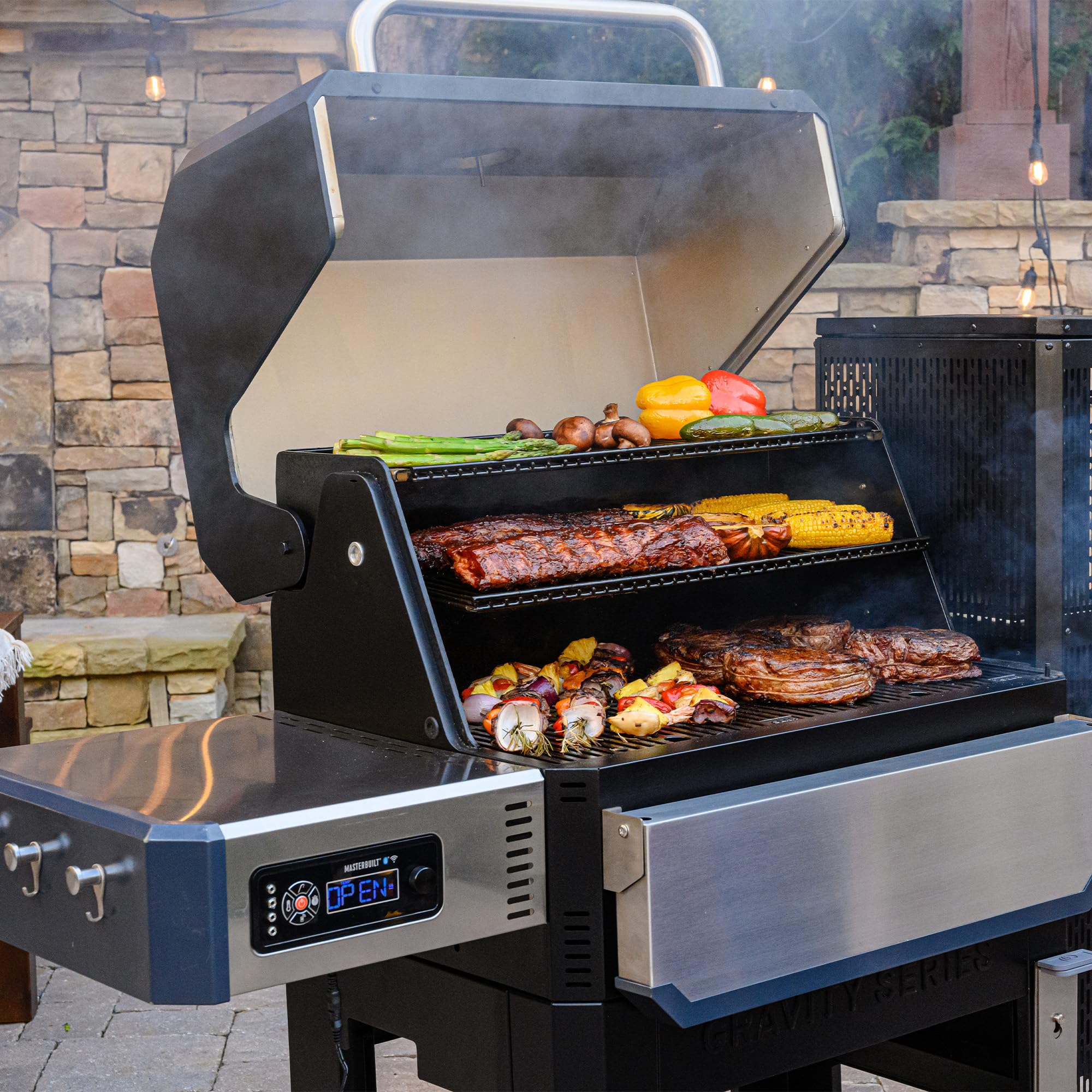 Masterbuilt® Gravity Series® 800 Smoker Grill - Charcoal Grill plus Griddle Insert, Digital Control, App Connectivity, 800 Cooking Square Inches in Black, Model MB20040221
