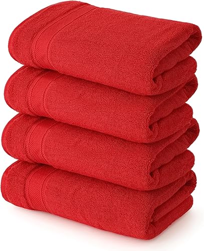 MoNiBloom Juego de 4 toallas de baño 100% algodón para baño, hogar, hotel, spa, gimnasio, yoga, ducha, altamente absorbentes, ultra suaves, de