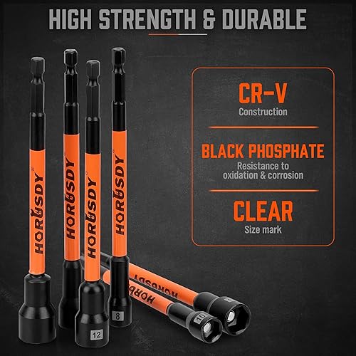 Miniatura 4 de HORUSDY Juego de destornilladores de tuercas SAE y métrico, destornillador de tuerca magnético de impacto para taladro de impacto, destornilladores