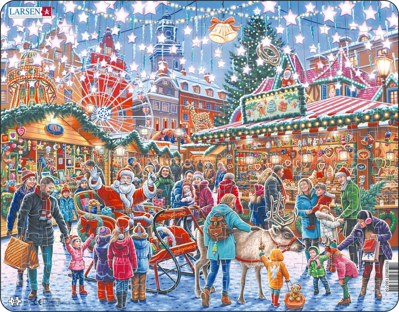 Larsen Puzzles EA3, Christmas Market 140-Piece Jigsaw Puzzle, Festive Family Activity for Kids & Adults