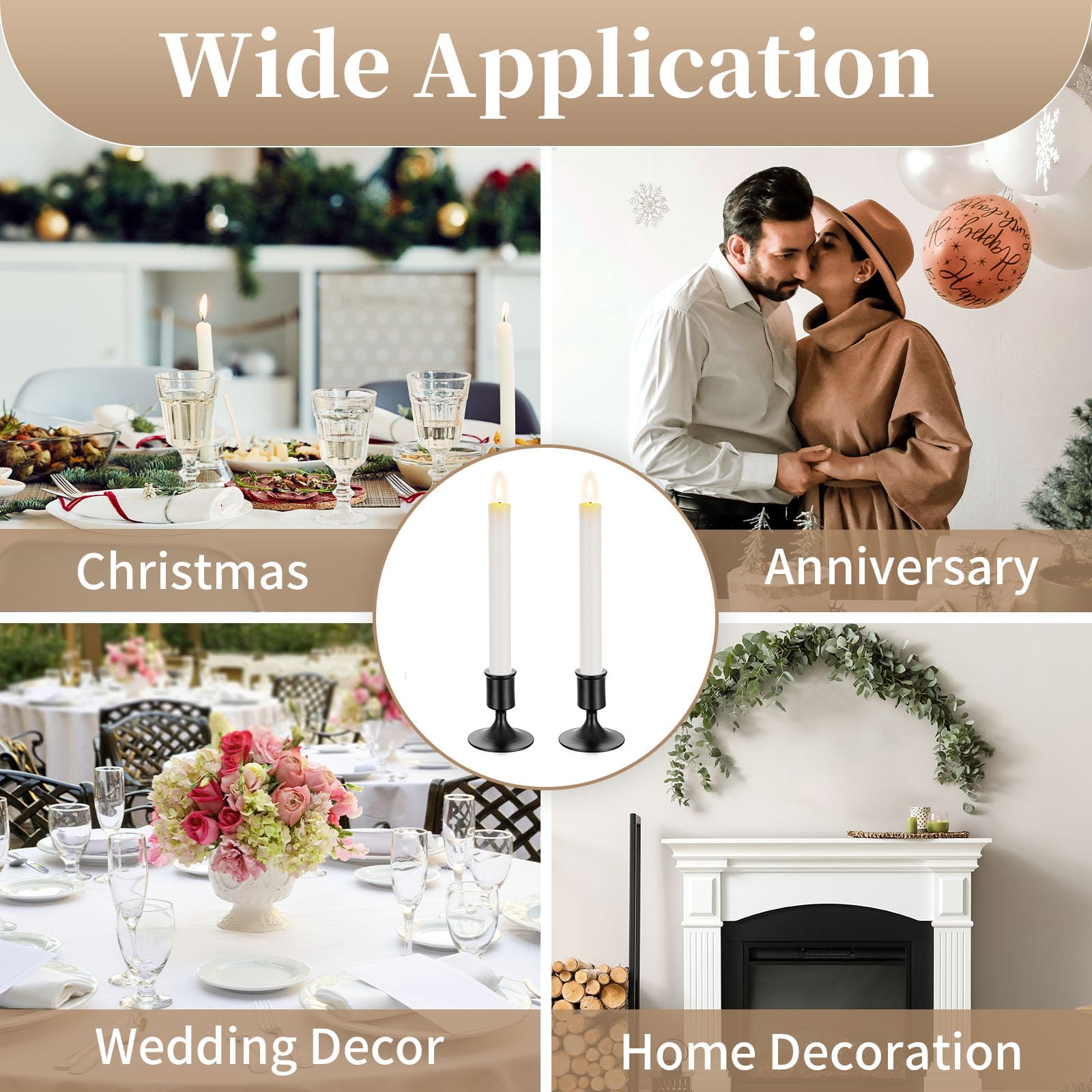Sziqiqi Portacandele Candelabro Nero per Matrimonio - Portacandele in Metallo Candeliere Decorativo Candelabro per Centrotavola di Nozze Natalizio Tavola Caffè Decorazione, 6 Pezzi, Stile 1