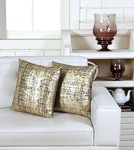Amazon Brand - Umi Decorative Set of 2 Throw Pillow Covers Gold Foil Geometric Pillow Covers 16 ×16 Inch Cushion Covers for Couch Sofa Bedroom(Coffee and Gold)