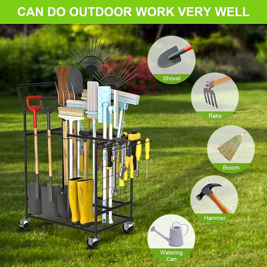 Garden Tool Organizer, Tool Organizer, Garden Tool Organizer for Garage,  Shed, Outdoor, Garden Tool Storage for Up to 77 Tools, Garden Tool Stand