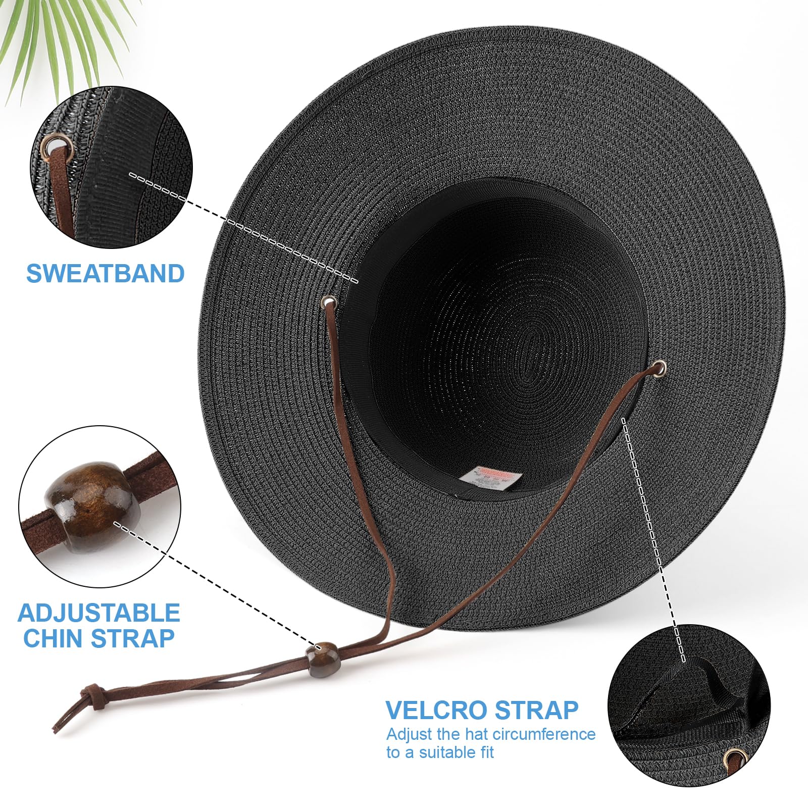 DRESHOW Femme Homme Chapeau de Paille Panama Unisexe Chapeau Été Large Bord Chapeau de Soleil Anti-UV Chapeau de Soleil