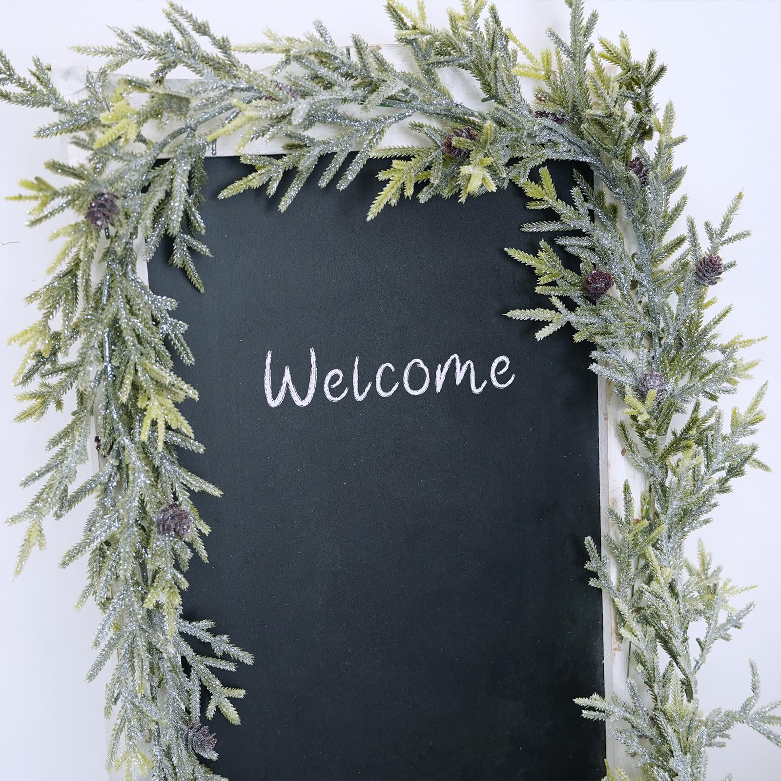 Winlyn Künstliche Weihnachtsgirlande mit Tannenzapfen, 1,8 m lang, für Weihnachten, Winter, saisonale Feiertage, Hochzeit, Tischläufer, Tafelaufsatz, Kaminbaumschmuck, 2 Stück