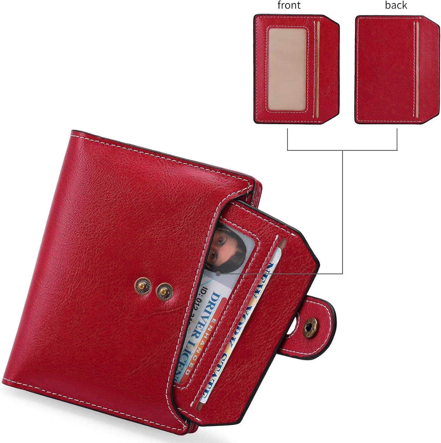 GOIACII Small Wallet Women Rfid Blocking Genuine Leather Compact Bifold Card Holder for Women with Zipper Coin Pocket 2 ID Windows - Image 3