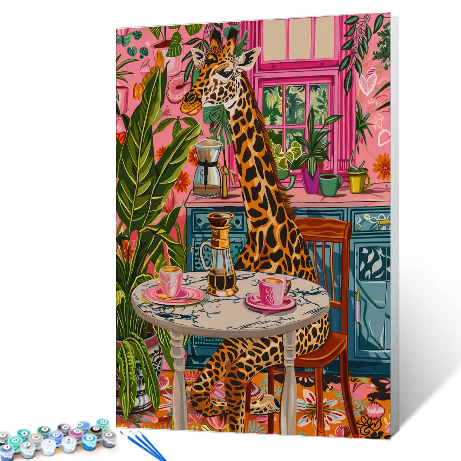 Aihonmin Cute Giraffe Paint by Numbers Kits Children,Botanical Paint by Number Bohemia Paint by Numbers Canvas Pictures Drawing Paintwork for Home