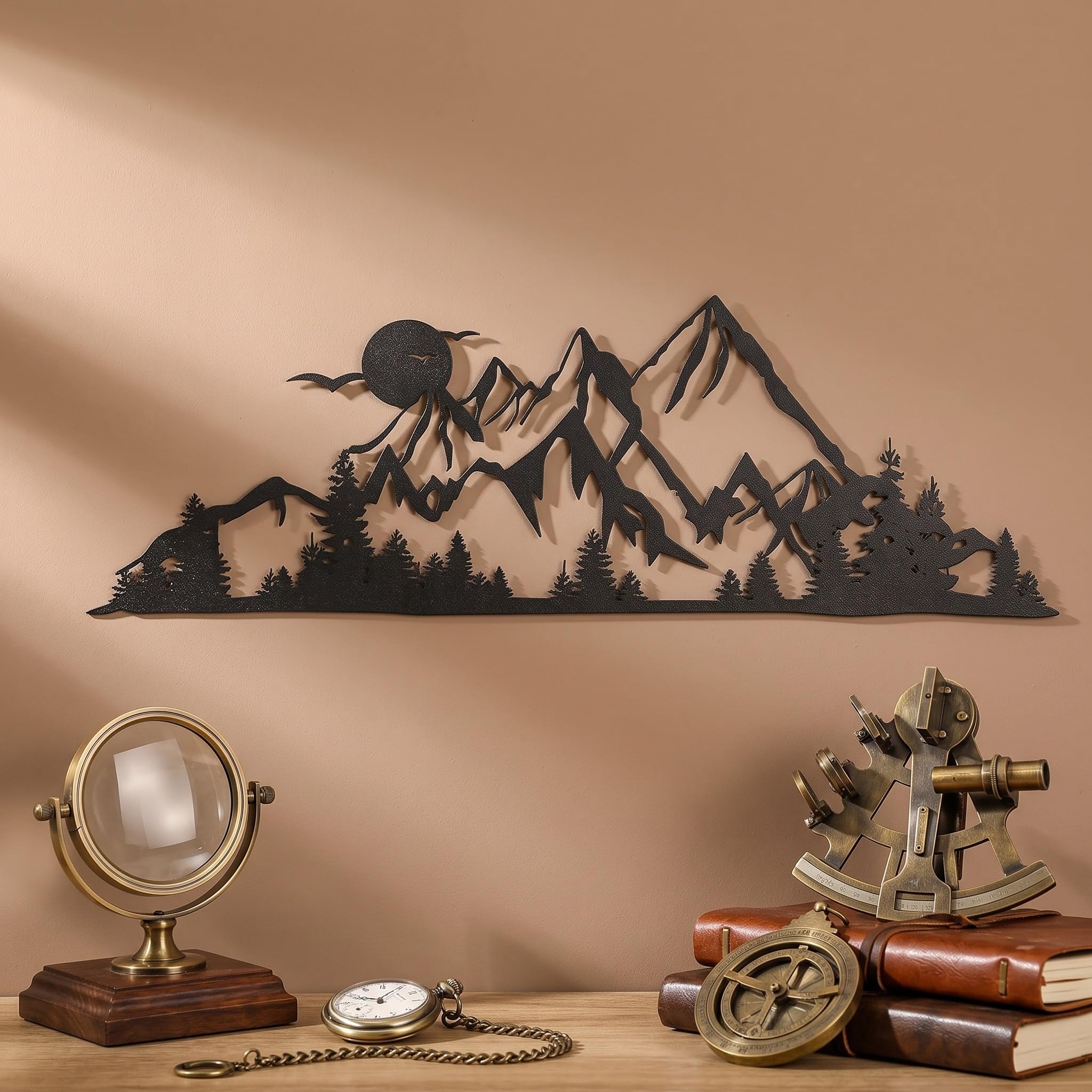 Photo 1 of Demissle Metal Mountain Wall Art, Black