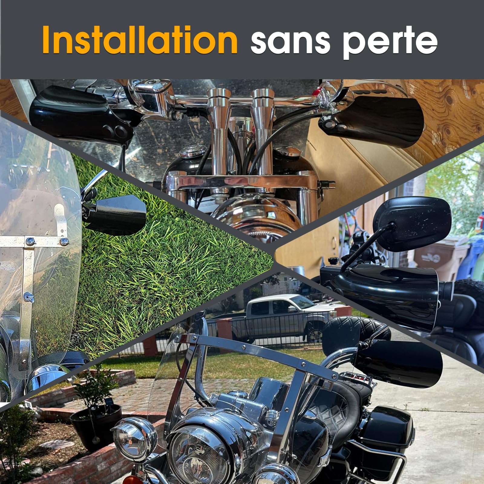 Protège Mains Moto pour Harley Davidson Touring Road Glide Electra Noir