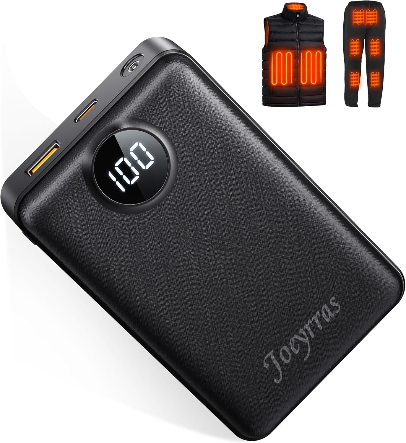 Joeyrras 5V 7.4V 20000mAh Heated Vest Battery Pack Compatible with ORORO, Battery Pack for Heated Vest, LED Rechargeable Power Bank for TODWARM, for XINSONYUELL, for Vestego, for Weamest