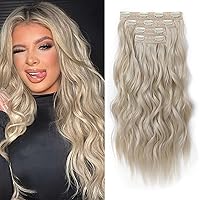 Vista 27 de REECHO Extensiones de cabello, 4 extensiones de cabello con clip de 24 pulgadas de grosor, extensiones de cabello castaño largo, he003, trama