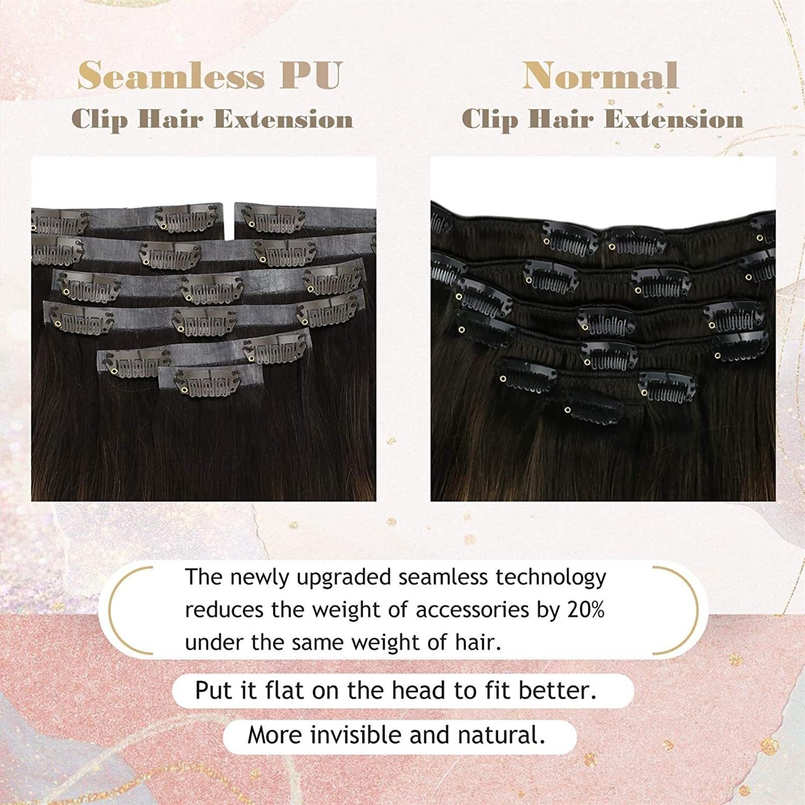 Clip nelle estensioni dei capelli Extension di capelli veri Clip in capelli umani Clip in PU nelle estensioni dei capelli Capelli umani for donna Clip nelle estensioni dei capelli Balayage marrone scu