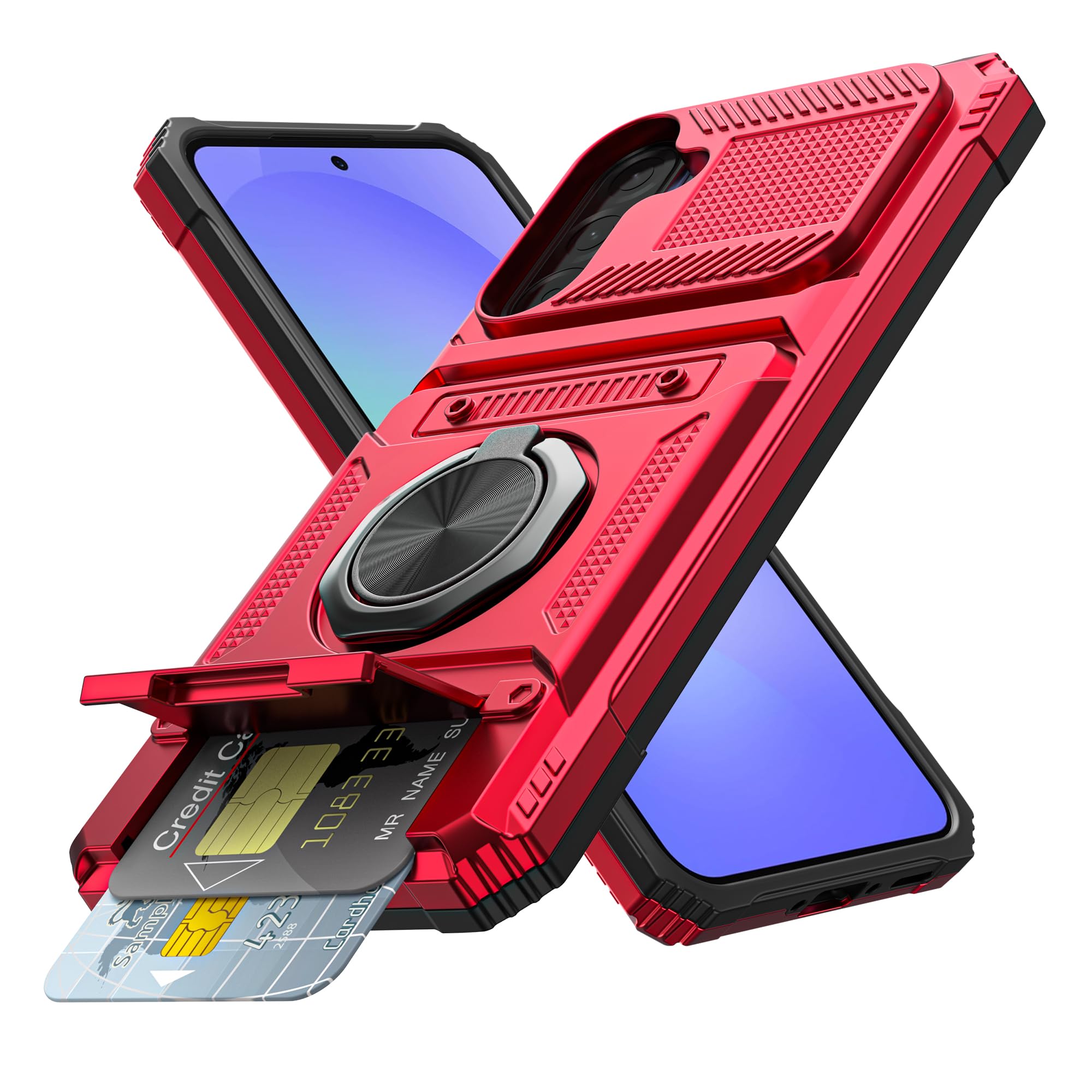 Vofolen for Samsung Galaxy A36 5G Case Wallet with Card Holder [Store 2 Cards] + 360° Rotated Ring Kickstand Heavy Duty Shockproof Wallet Case Cover