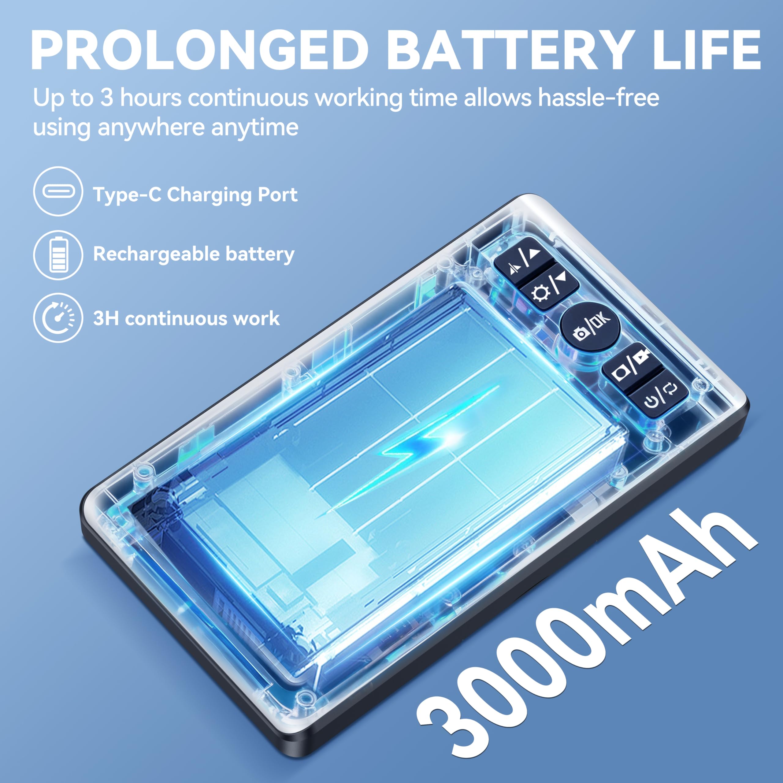 Cámara digital de eliminación de cera de oído con pantalla IPS de 4.3 pulgadas, 1080P HD, batería de 2500 mAh, puntas de silicona, no requiere teléfono
