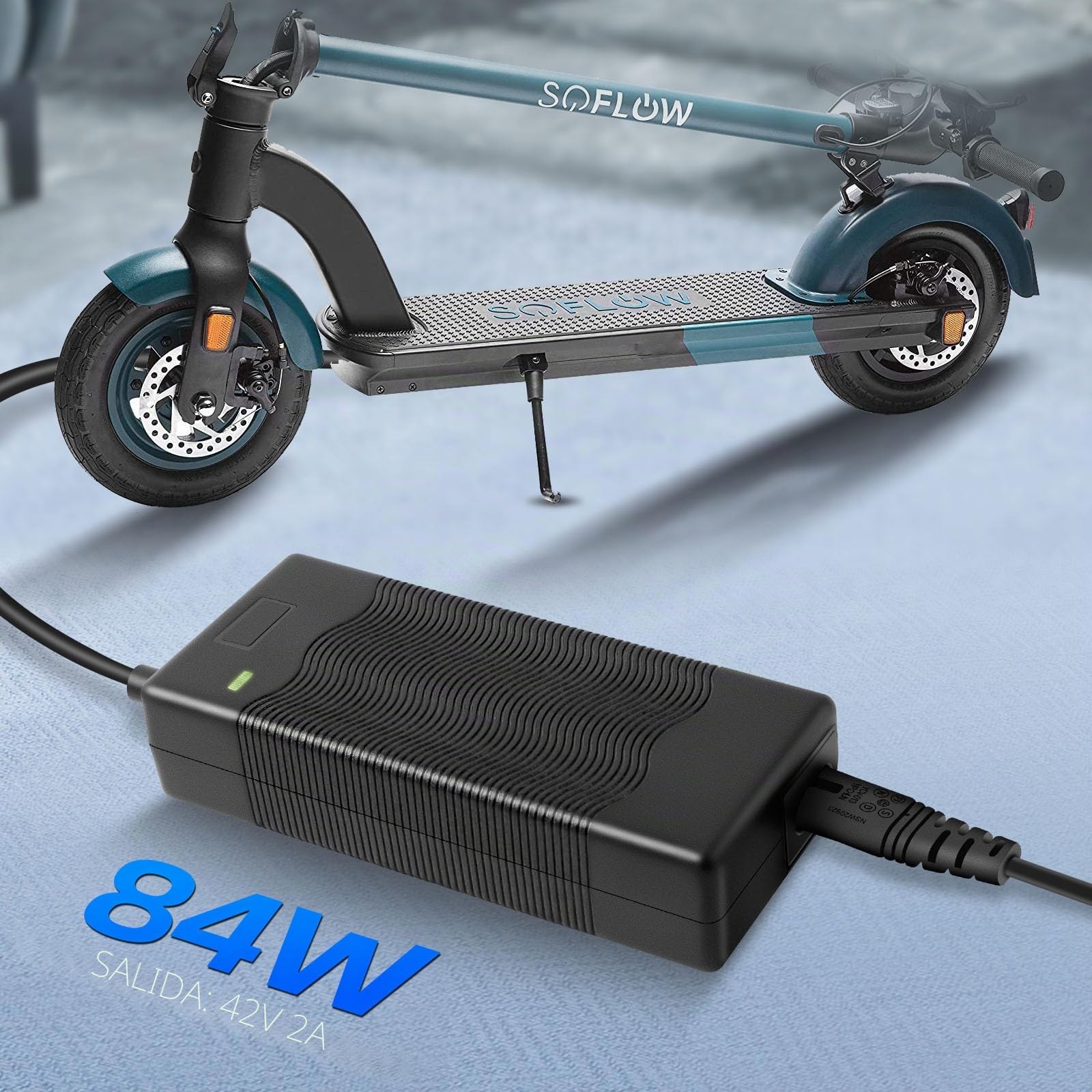 42V 2A Cargador de Batería para Patinete Eléctrico Compatible con HIMO Z20, Kugoo S1 S2 S3, M2 Pro, Etwow, GOTRAX GXL V2