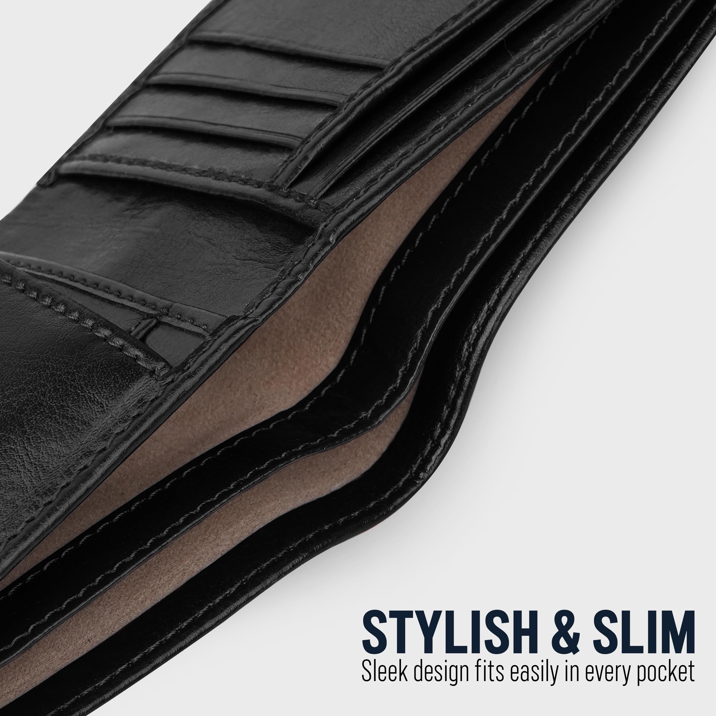 The Wallet Store Solid Leather Wallet For Men - Black