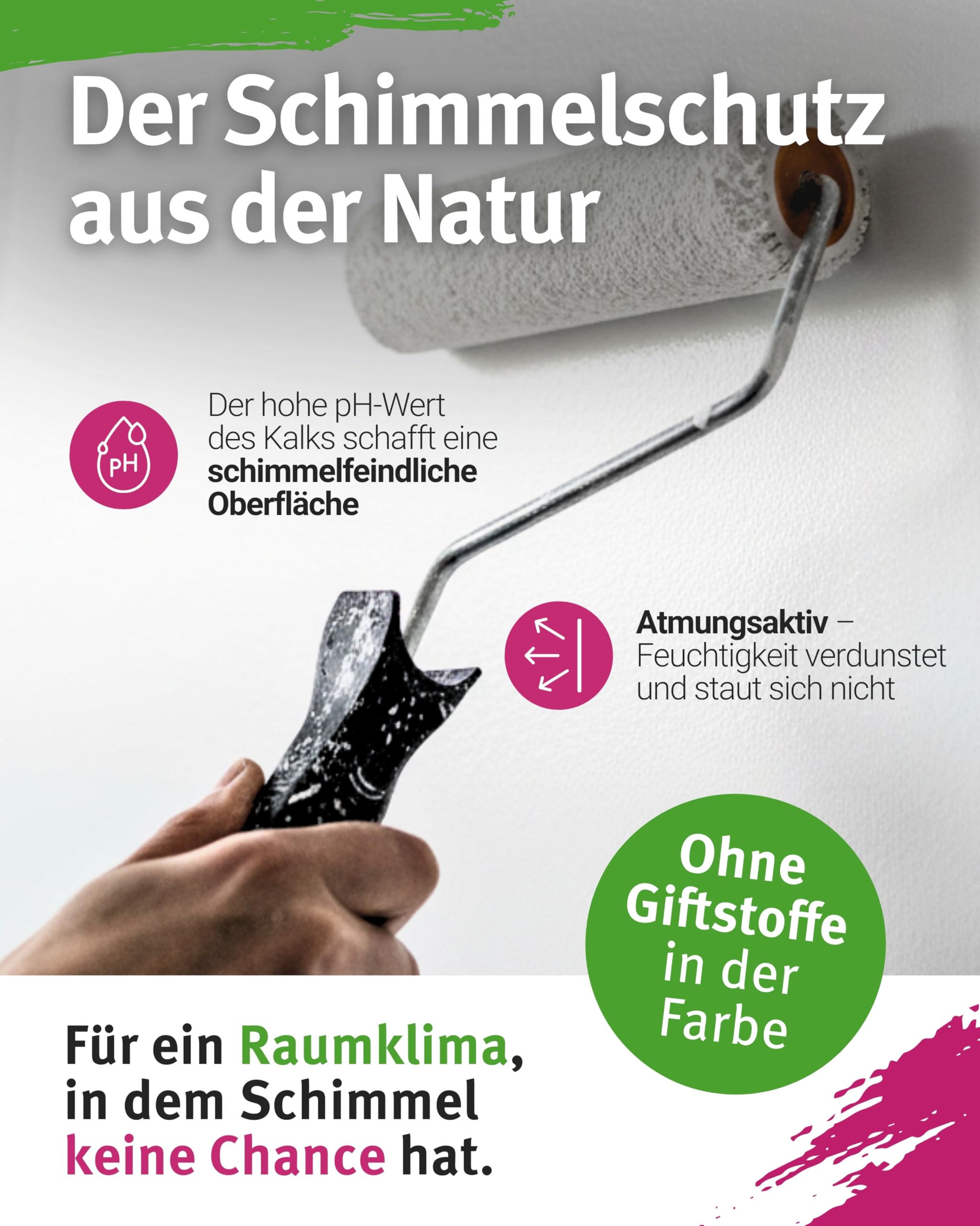 Anti-Schimmel Kalkfarbe I 5l für ca. 35m² I Atmungsaktiv & wischfest mit Langzeitschutz I Spezielle Anti-Schimmel-Formel ohne aggressive Chemikalien I Ideal für feuchte Innenräume