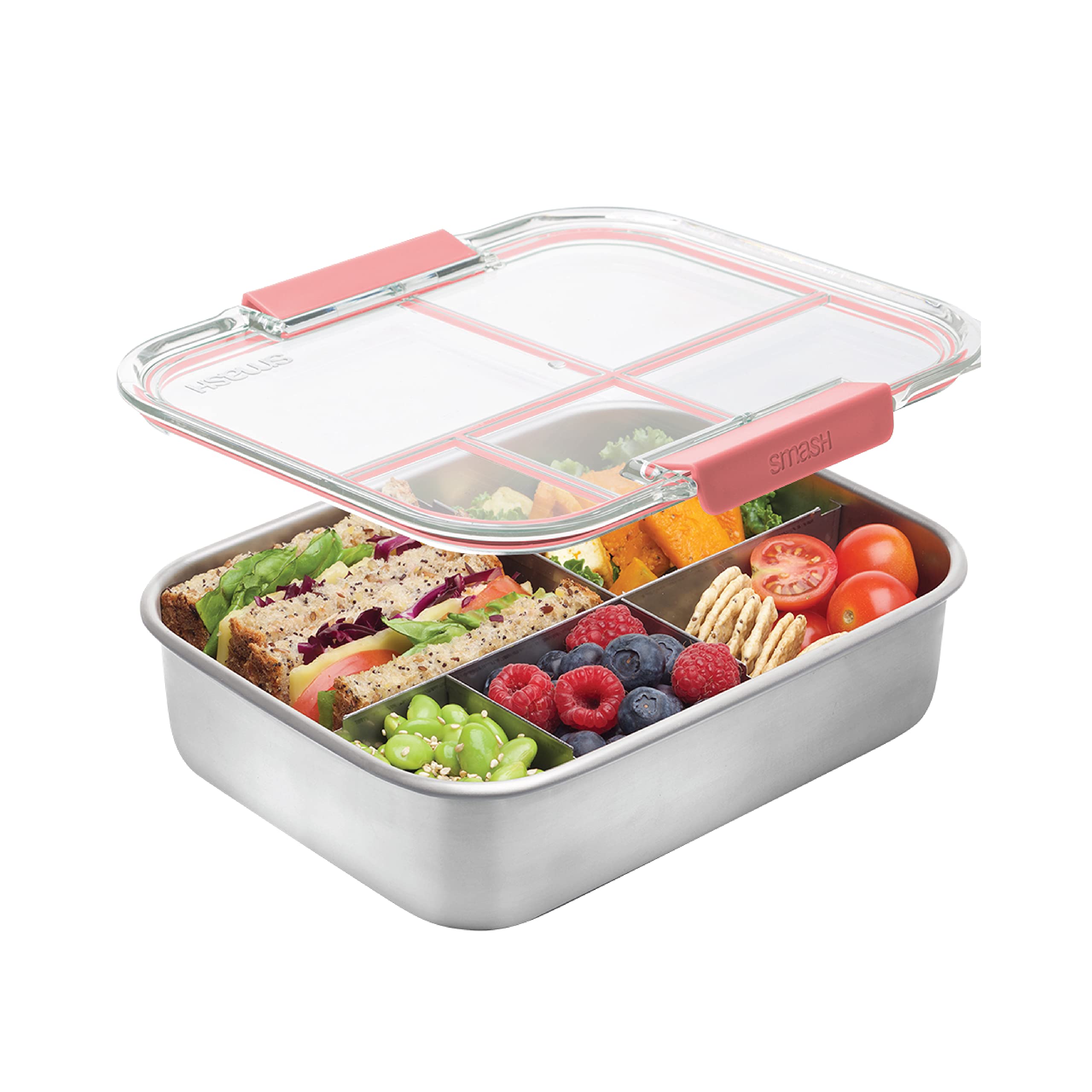 Smash Stainless Steel Bento Lunch Box, 5 Compartments,Blush, 1400ml (40038)