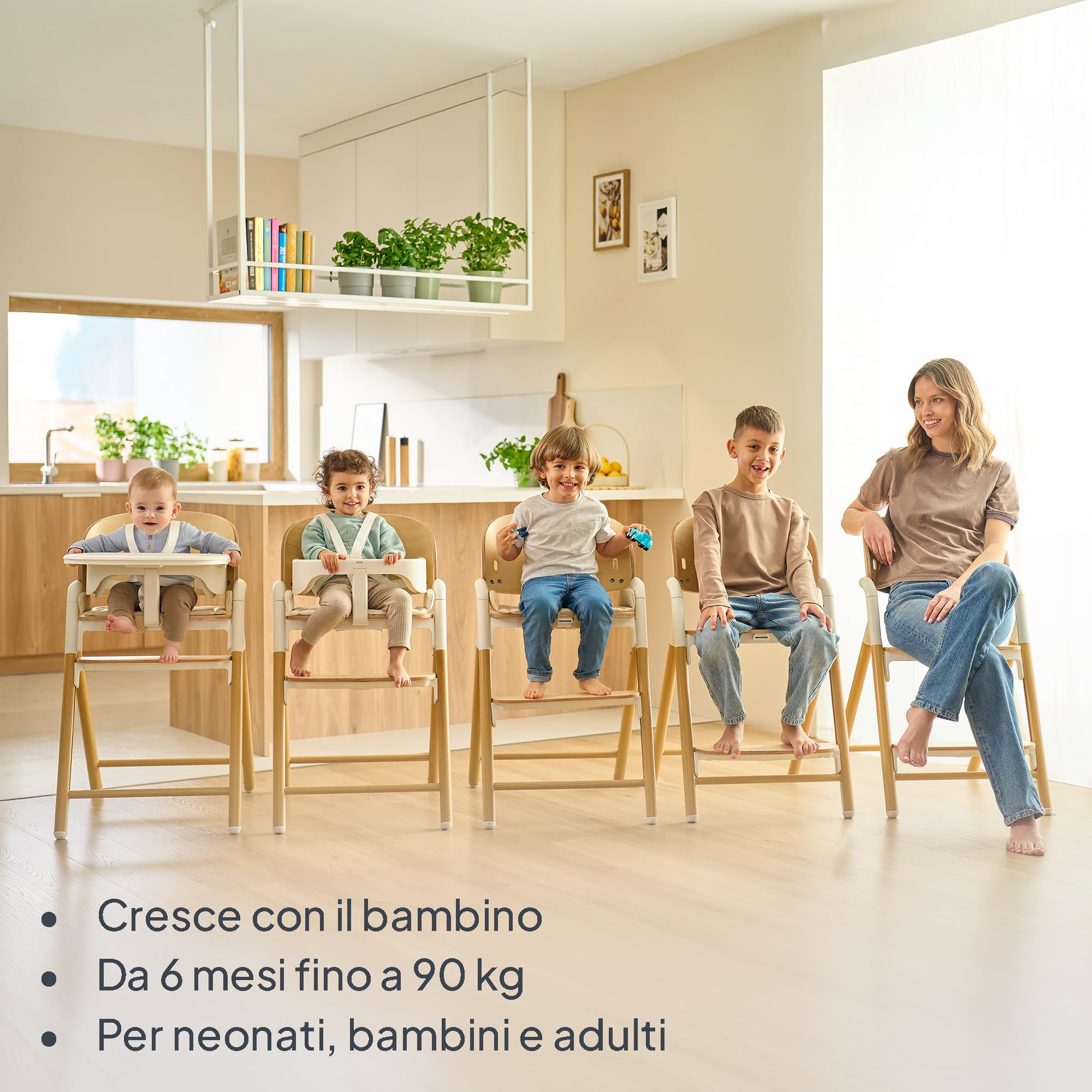 LIONELO Seggiolone Pappa in Legno CELIA per Bambini da 6 Mesi e per Adulti fino a 90kg Cresce con il Bambino, Poggiapiedi Regolabile, Cintura di Sicurezza a 5 Punti (Legno Nero)