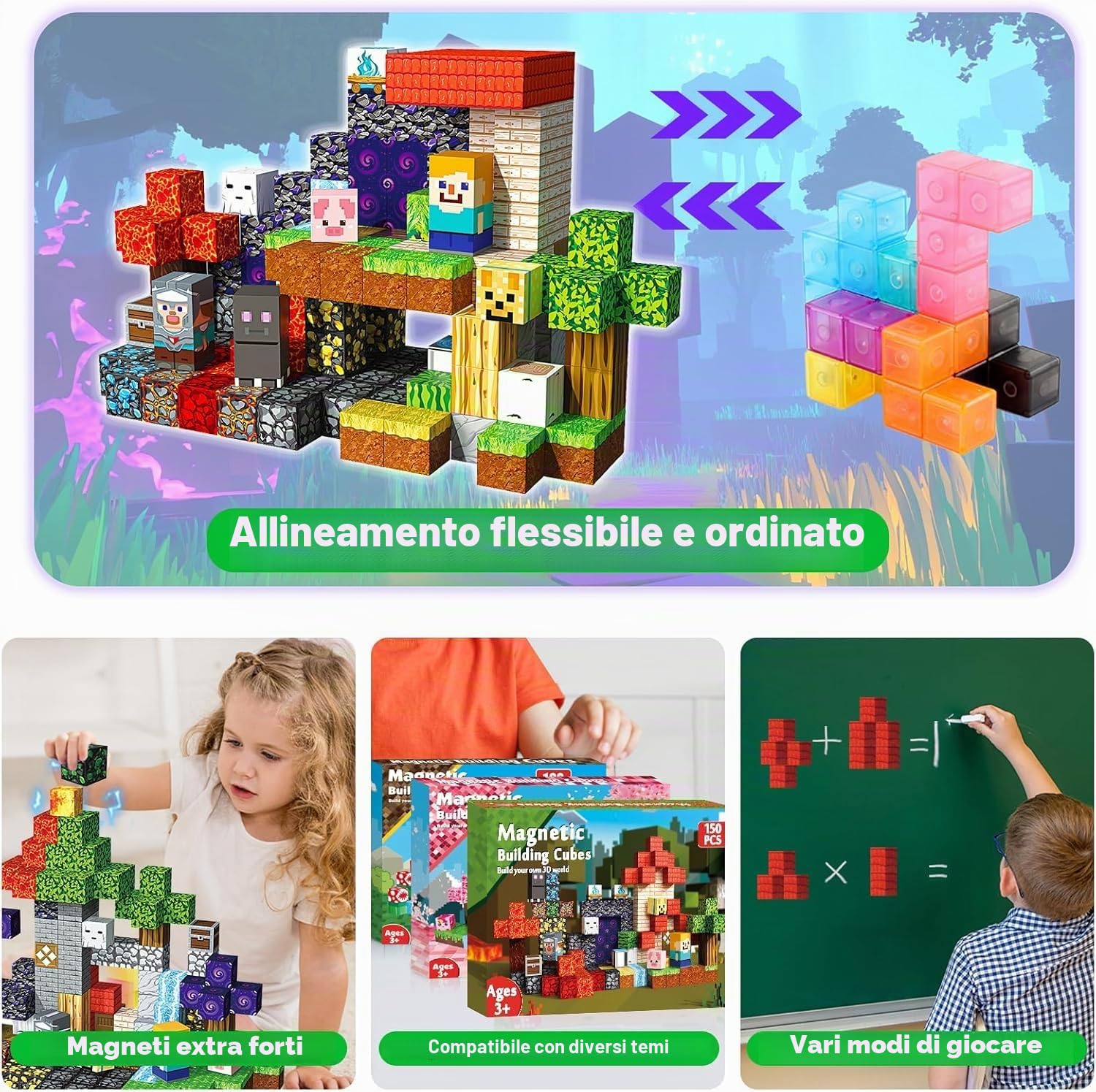 Goody King Costruzioni Magnetiche, 150 Pezzi Costruzioni Magnetiche per Bambini, Porta del Tempo della Foresta, Montessori Creativi Regali da 3-9 Anni Ragazzo e Ragazza Magnetic Building Blocks