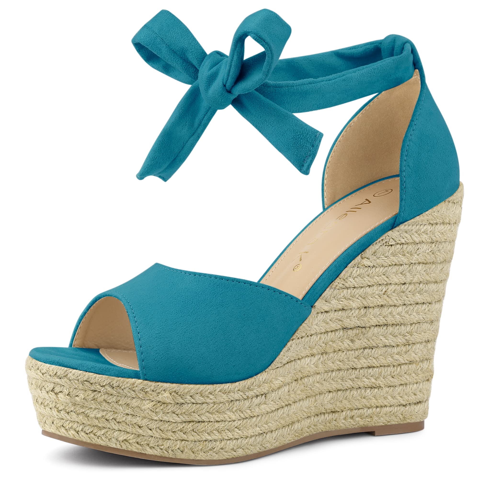 Espadrilles compensées bleu sarcelle Allegra K : sangle cheville ajustable anti-glisse - 8