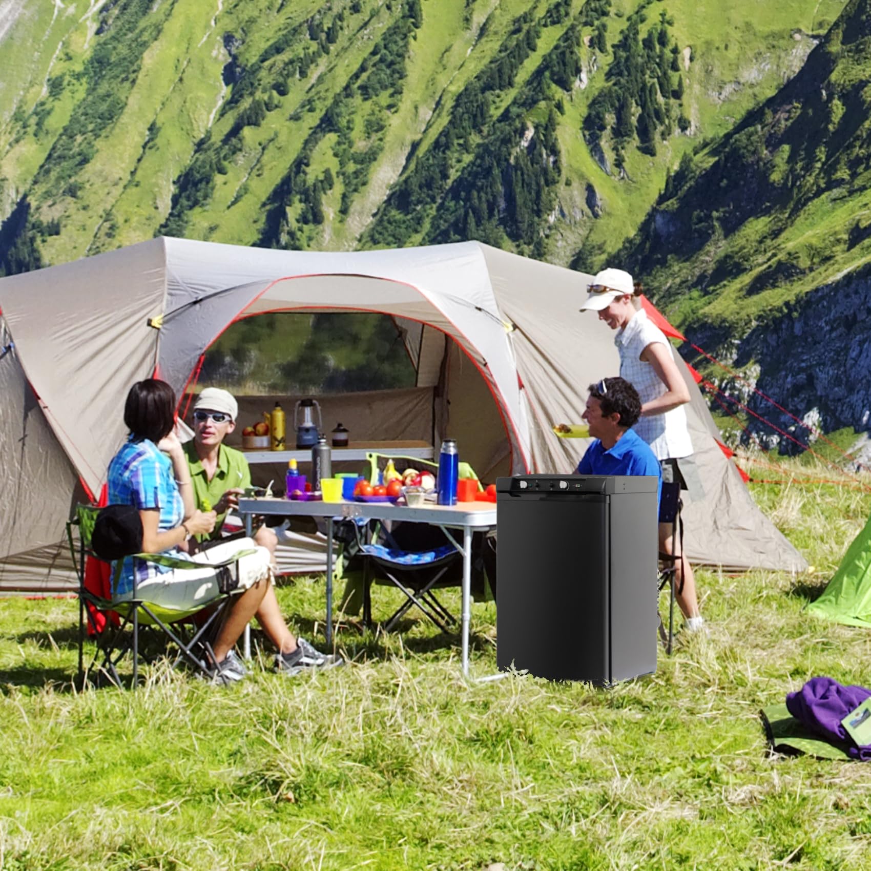 Nevera a Gas Butano con Congelador 100L, Trivalente Camper con Congelador, Nevera a Gas Butano Propone para Furgoneta, Autocaravana