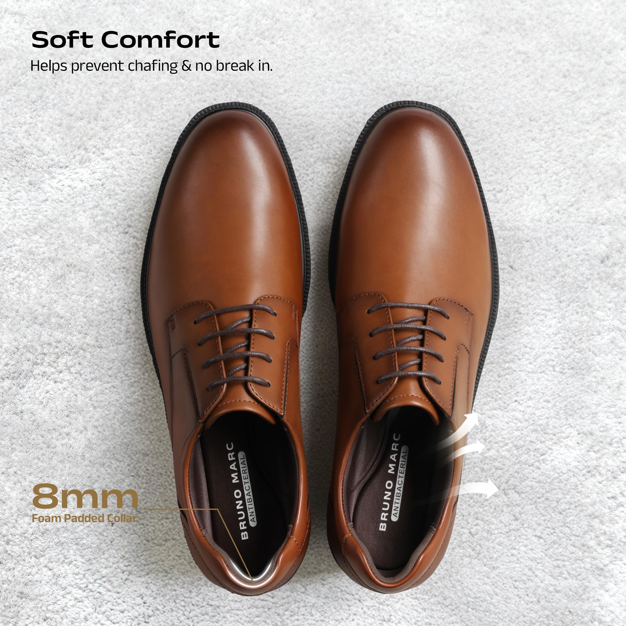 Bruno Marc Zapatos Oxford antideslizantes para hombre, zapatos de vestir formales clásicos con cordones con suela de goma antideslizante para negocios, oficina y boda