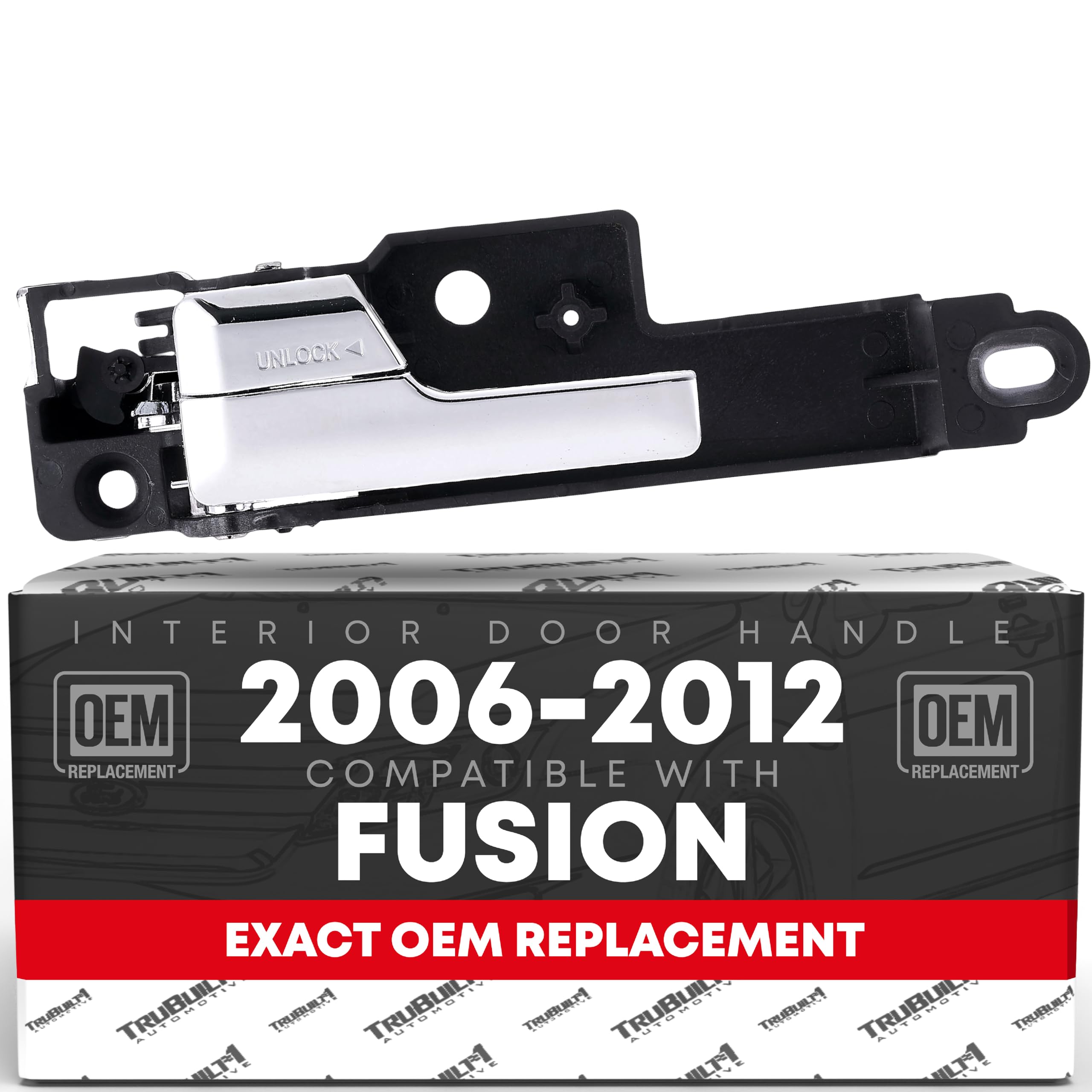 T1A Interior Front Driver Door Handle Replacement - Compatible with 2006-2012 Ford Fusion, 07-12 Lincoln MKZ, 06-11 Mercury Milan - All Chrome, Plastic - OEM 6E5Z5422601A, 81702CD