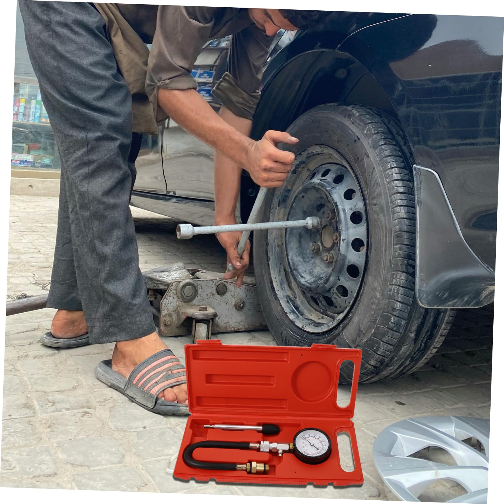 Mikinona Herramienta De Motor Comprobador De Compresión De Cilindros Kit De Prueba De Presión