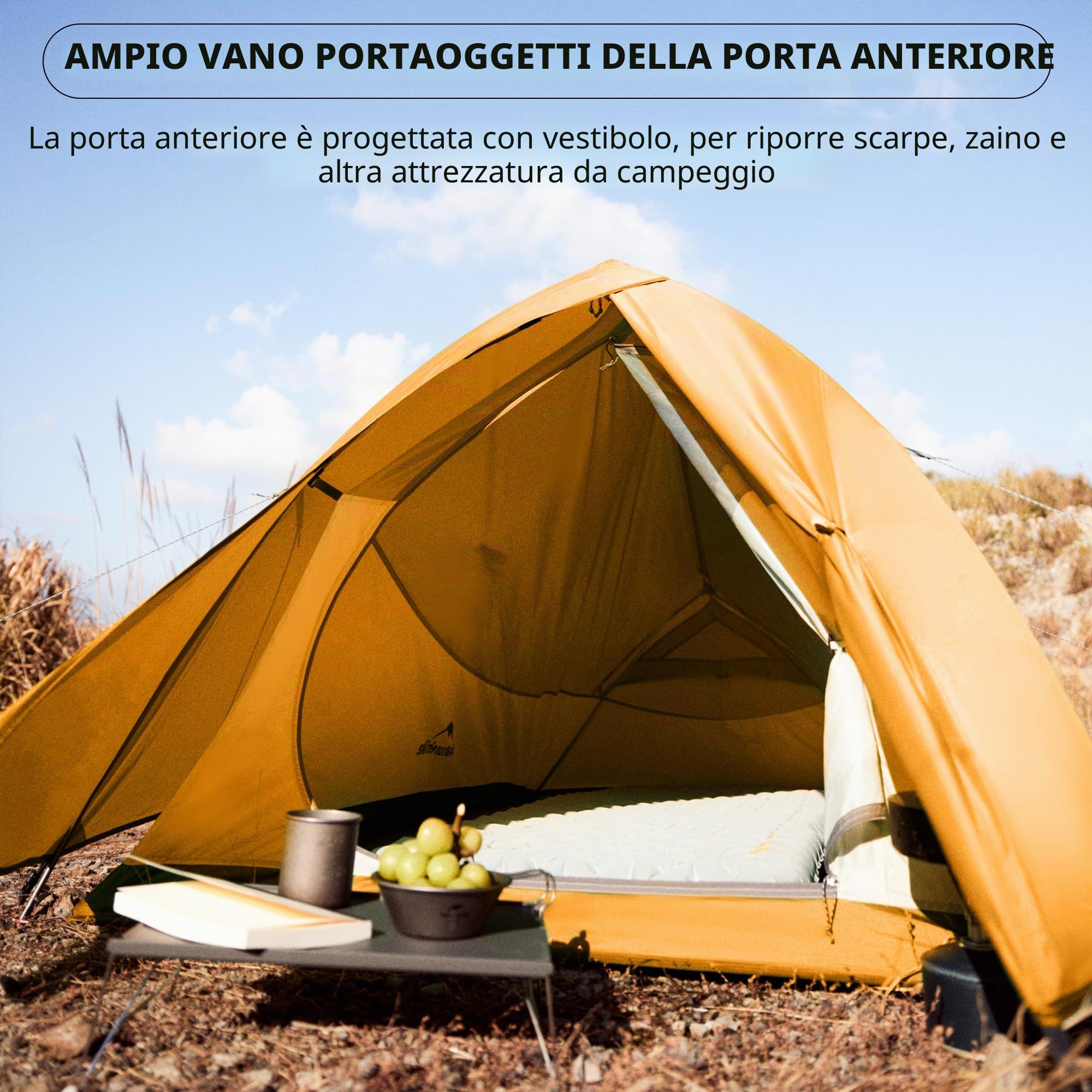 Naturehike Cloud Up Base - Tenda da campeggio impermeabile leggera per 2 persone per il campeggio, tenda da campeggio a doppio strato per due persone con impronta (Cloud Up Pro (arancione - poliestere