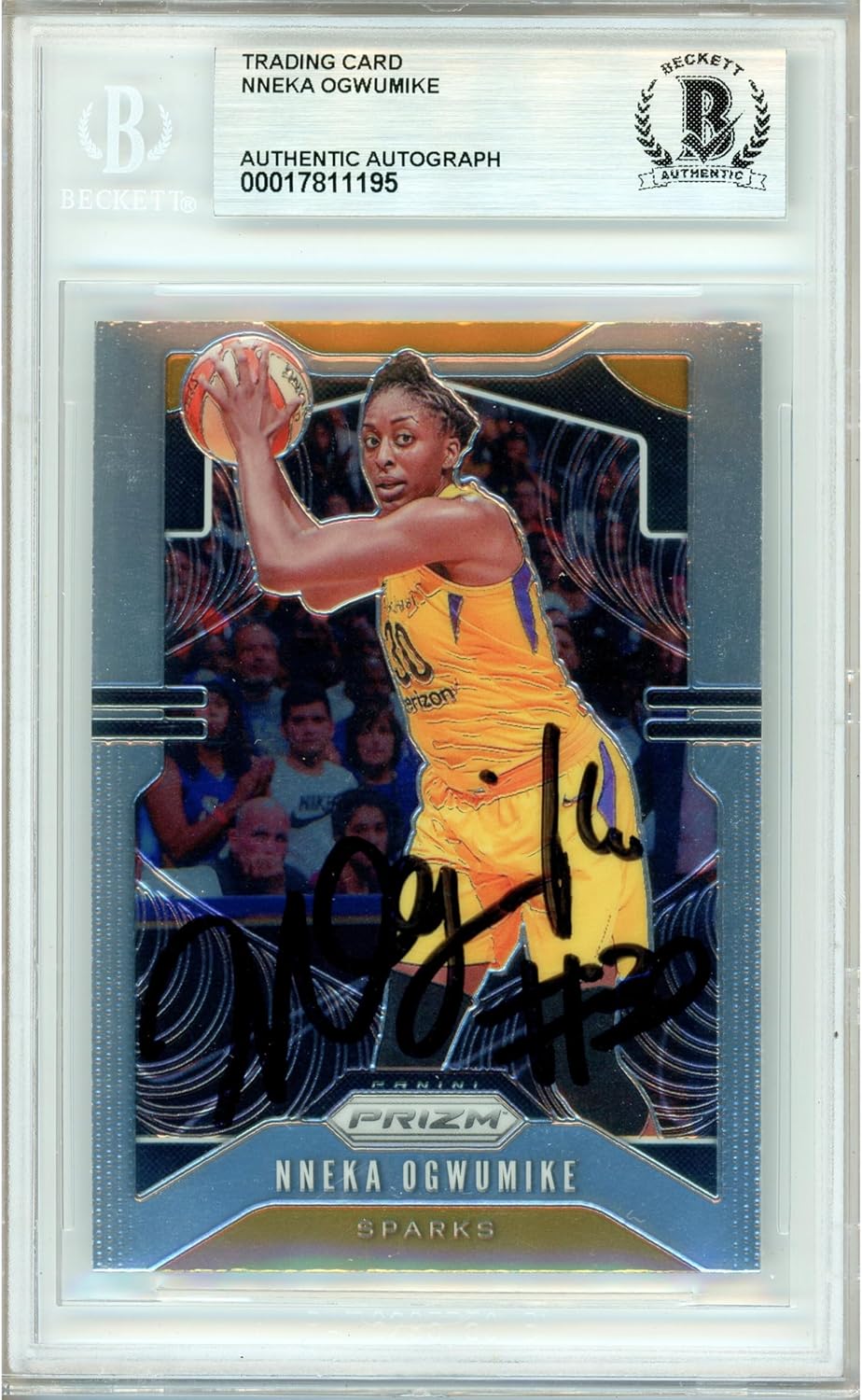 Nneka Ogwumike Autographed 2020 Panini Prizm WNBA #41 Basketball Card Slabbed Beckett BAS Authentic Slabbed COA Played For Los Angeles Sparks