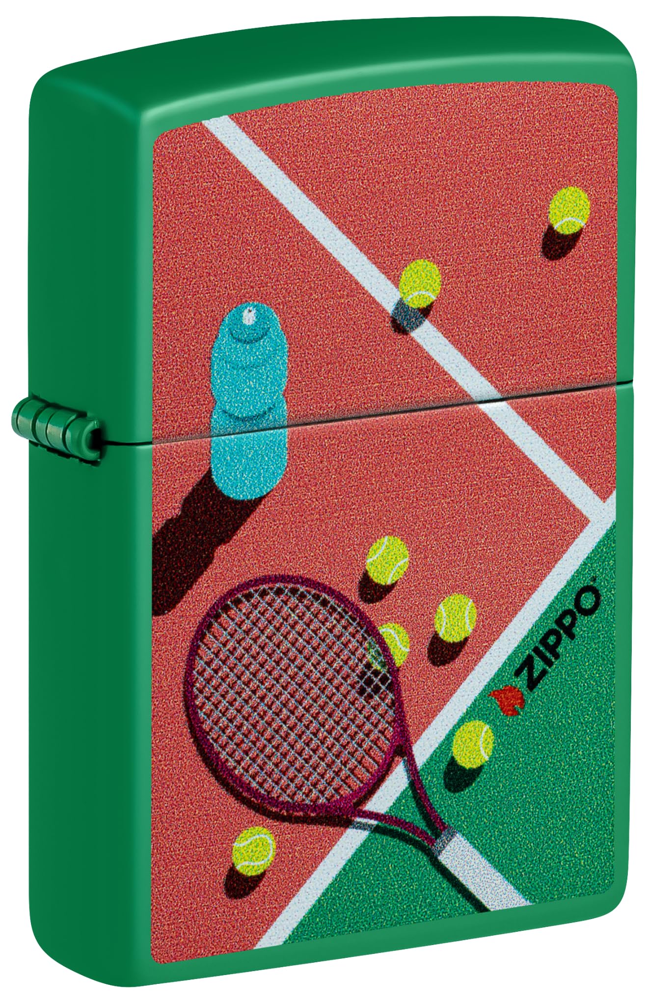 Windproof Lighter, Tennis, Grass Green Mat, Colour Image, Refillable, Reusable, Windproof Design, Gift Box, Made in USA