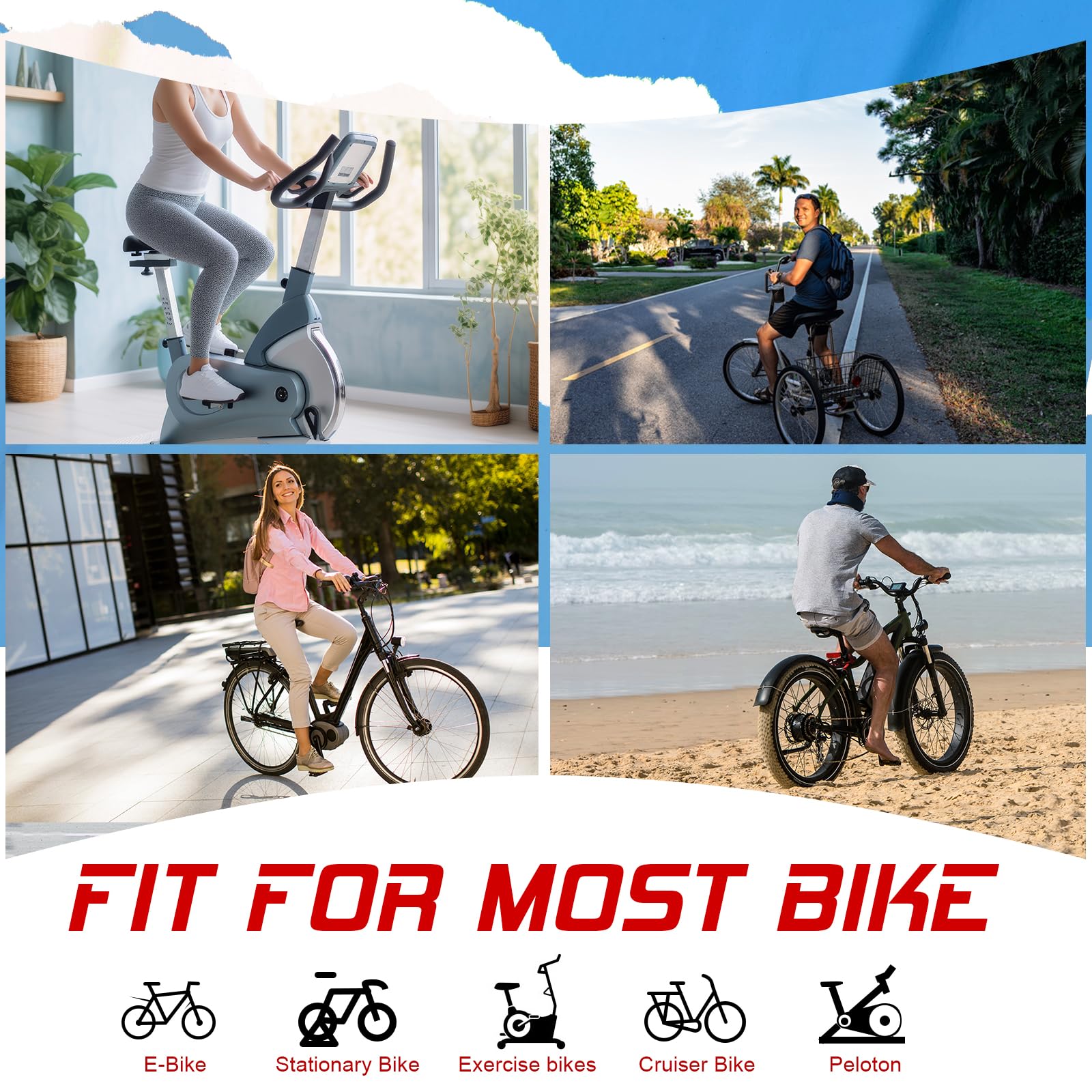 BUCKLOS Bequemes extra breites Fahrradsitzkissen für Damen und Herren, Heimtrainer/Stationär/Peloton/Spin-Fahrradsitze Komfortschaum gepolstert, wasserdichte Fahrradsättel mit doppeltem stoßdämpfendem