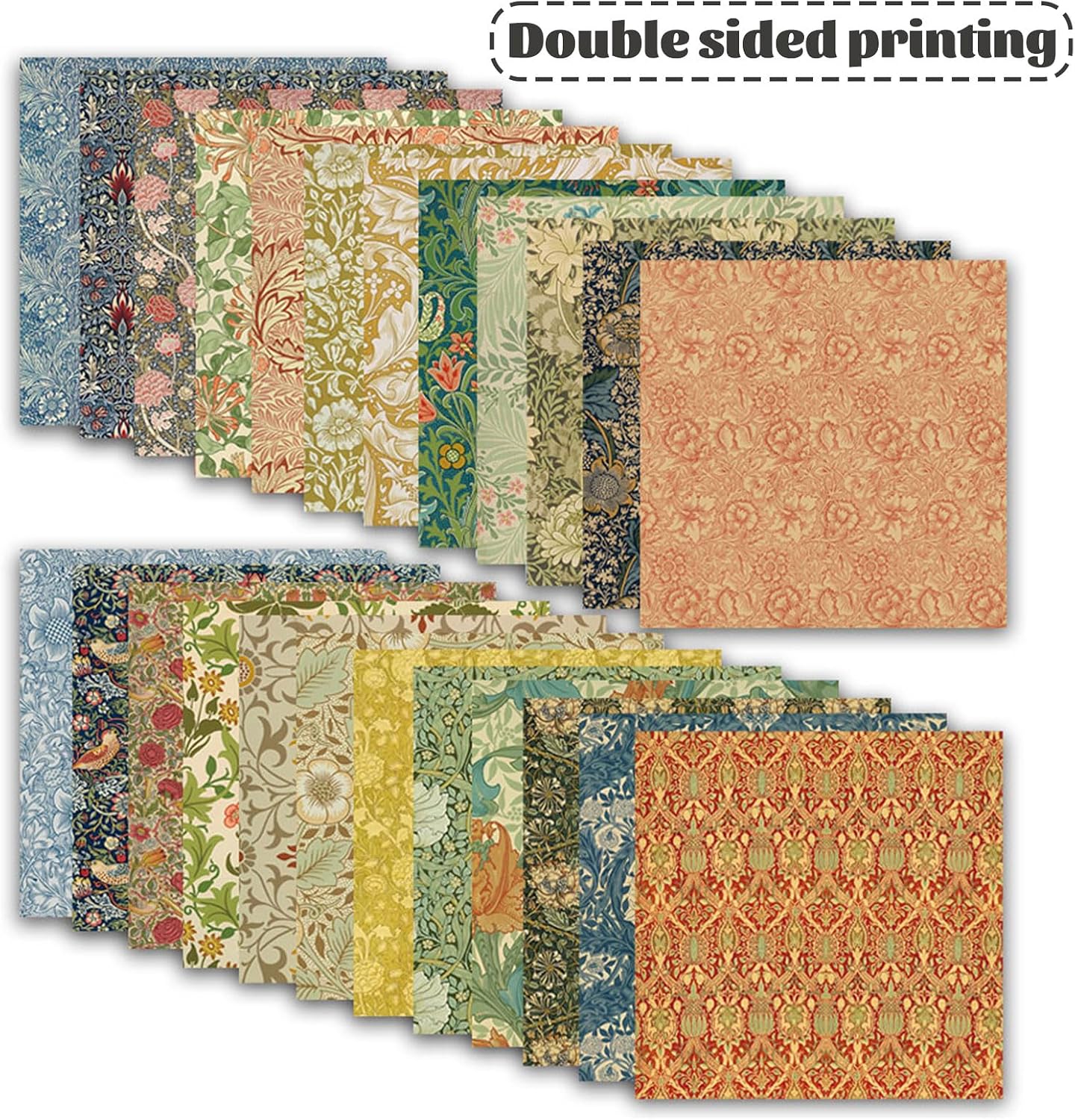 Floral Scrapbook Paper 12x12 Pattern Paper, 24 Sheets/ 24 Designs Vintage Garden Double-Sided Decorative Craft Papers, Scrapbooking Papers Pad for DIY Card Making Album Journal Decor (Vintage Flower)