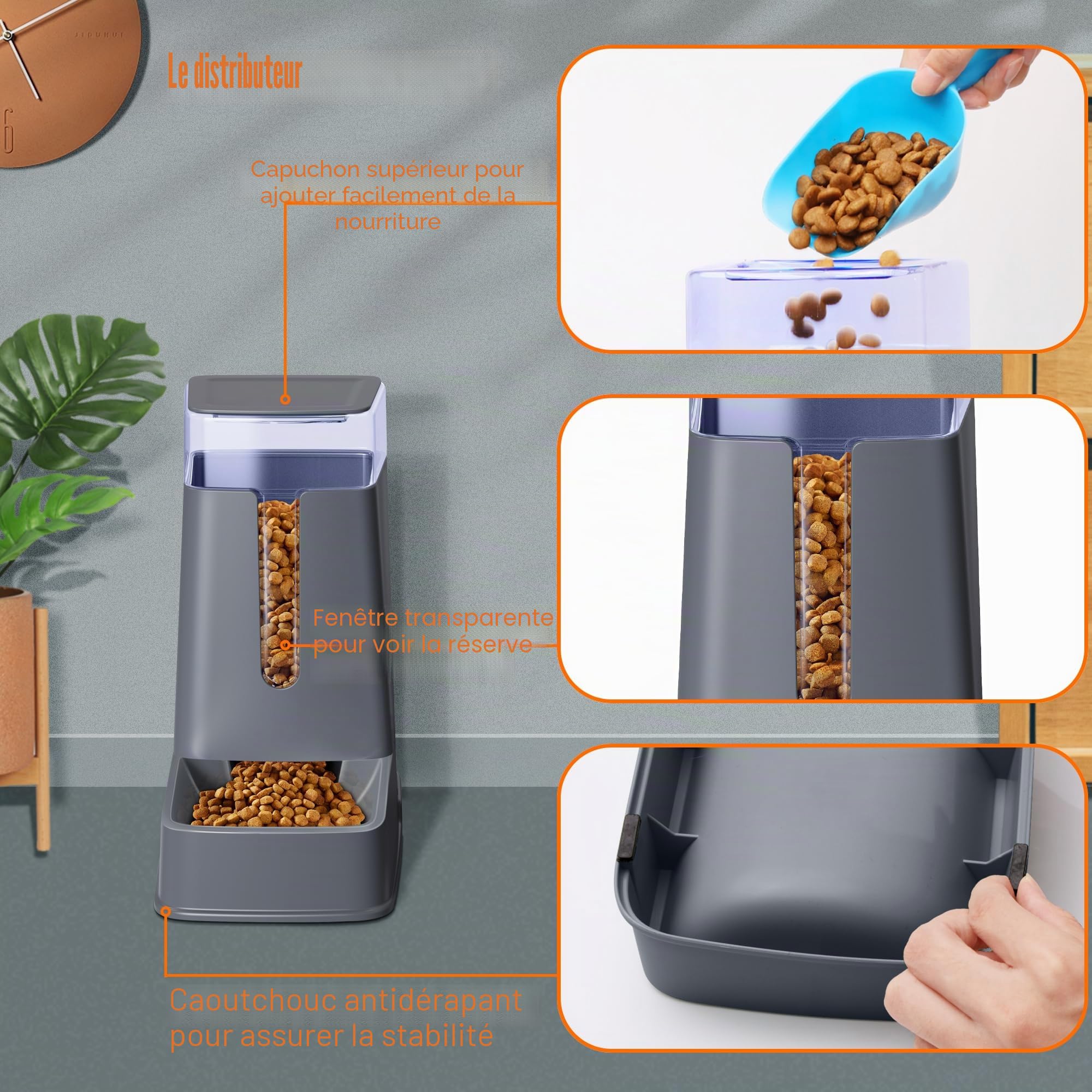 Lot de 2 distributeurs automatiques de Nourriture et d'eau pour Chat de Petite, Moyenne et Grande Taille, pour Chats, Chiens, Chiots, Chatons, 3,8 l x 2